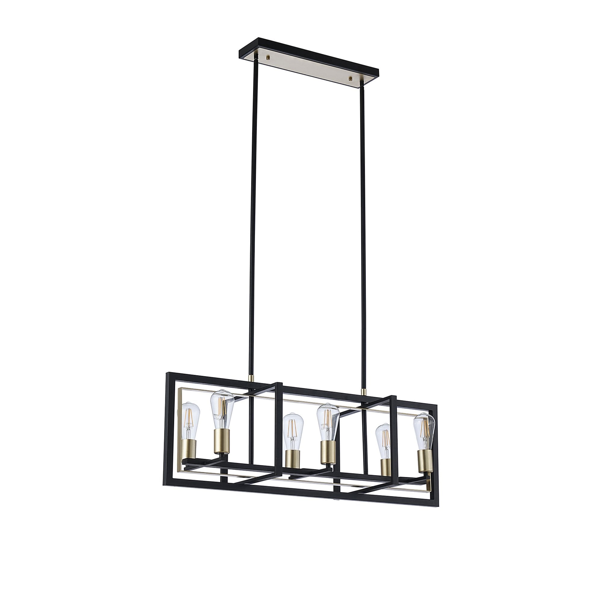 Fabula Chelwood 6 Light Pendant/Flush Light - Satin Black & Champagne Gold