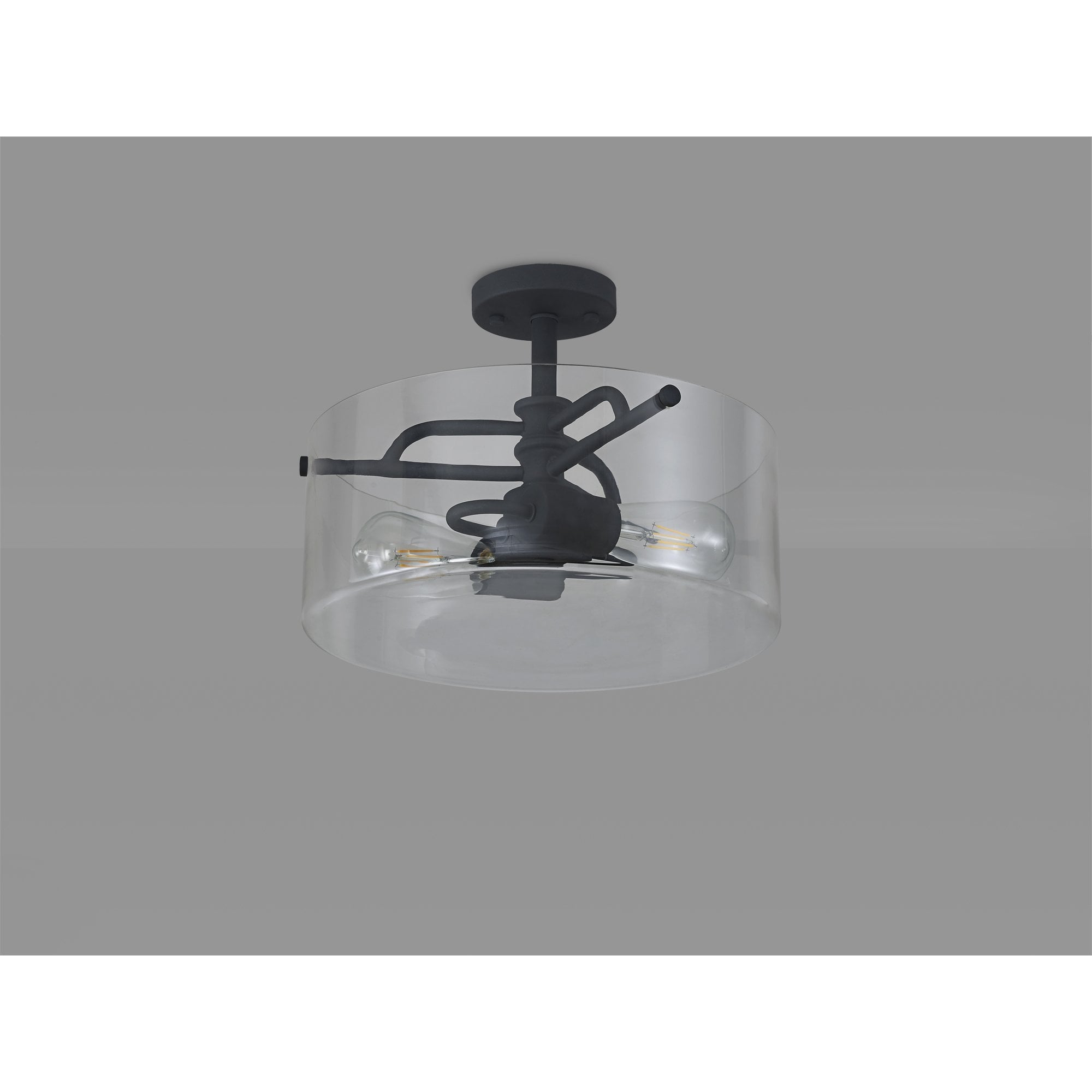 Fabula Connaught 2 Light Semi-Flush Light - Anthracite & Clear Glass