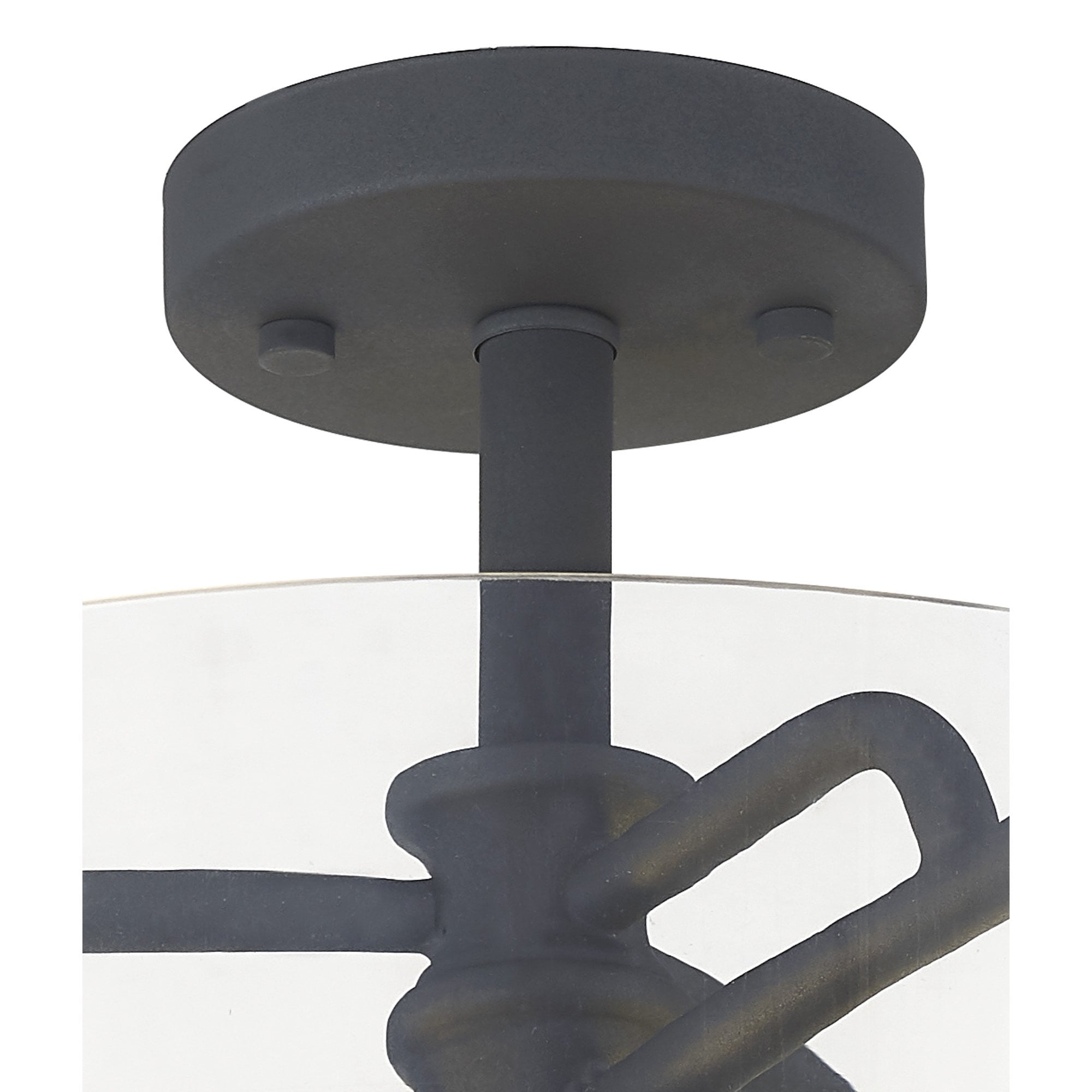 Fabula Connaught 2 Light Semi-Flush Light - Anthracite & Clear Glass