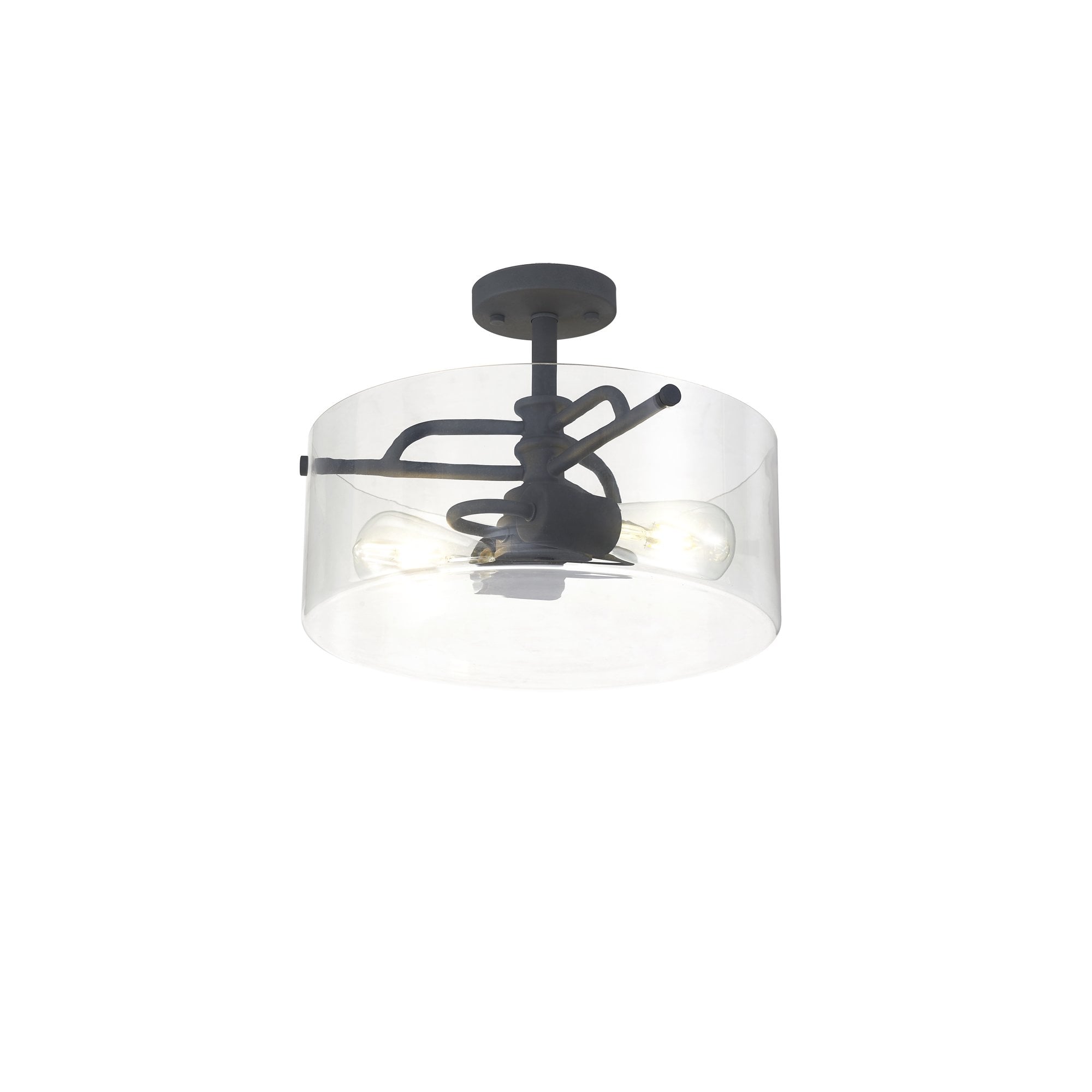 Fabula Connaught 2 Light Semi-Flush Light - Anthracite & Clear Glass