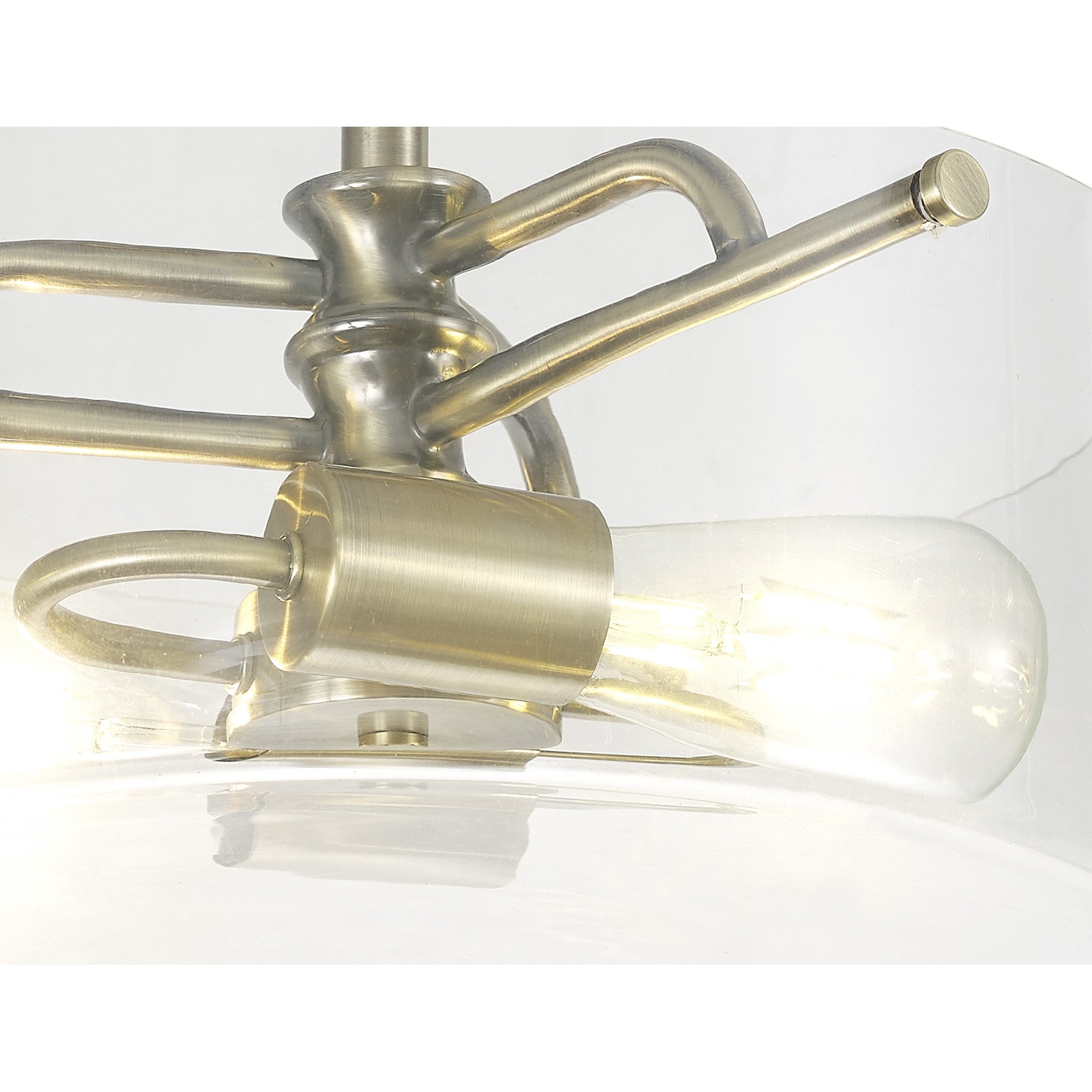 Fabula Connaught 2 Light Semi-Flush Light - Antique Brass & Clear Glass