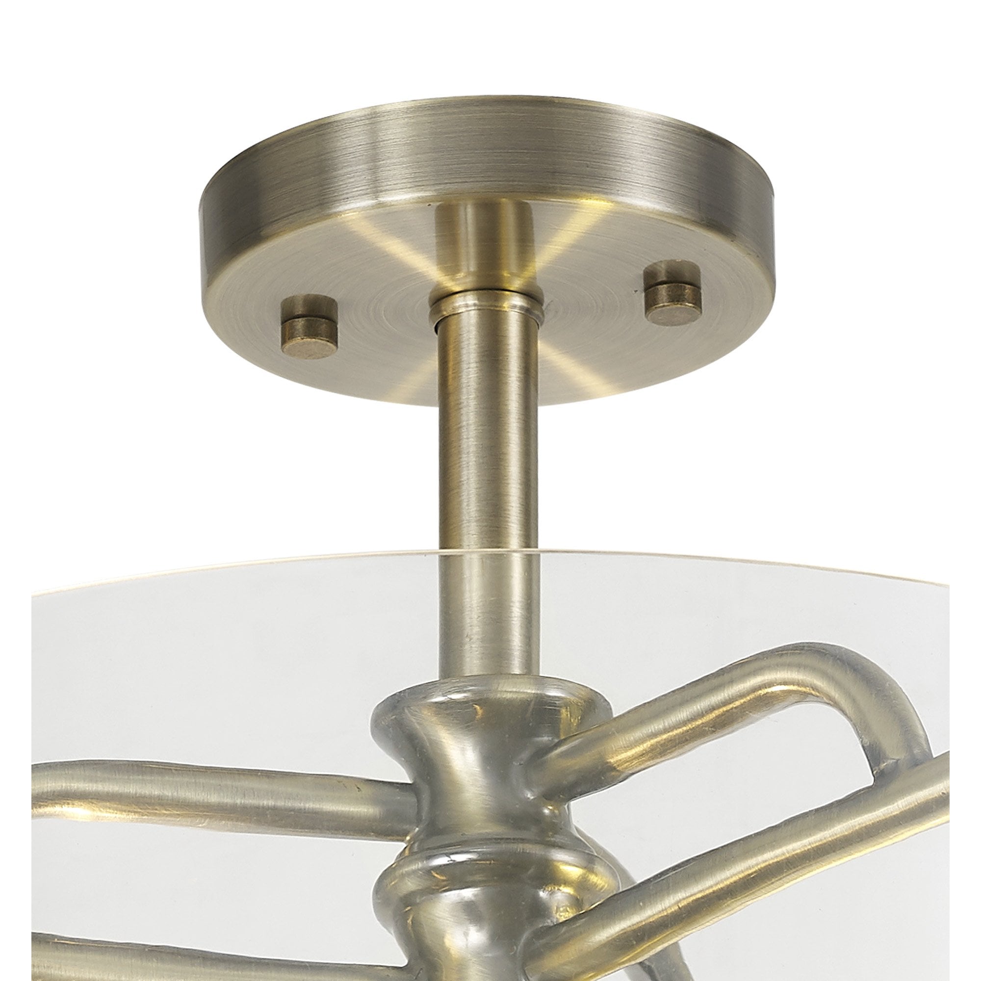 Fabula Connaught 2 Light Semi-Flush Light - Antique Brass & Clear Glass