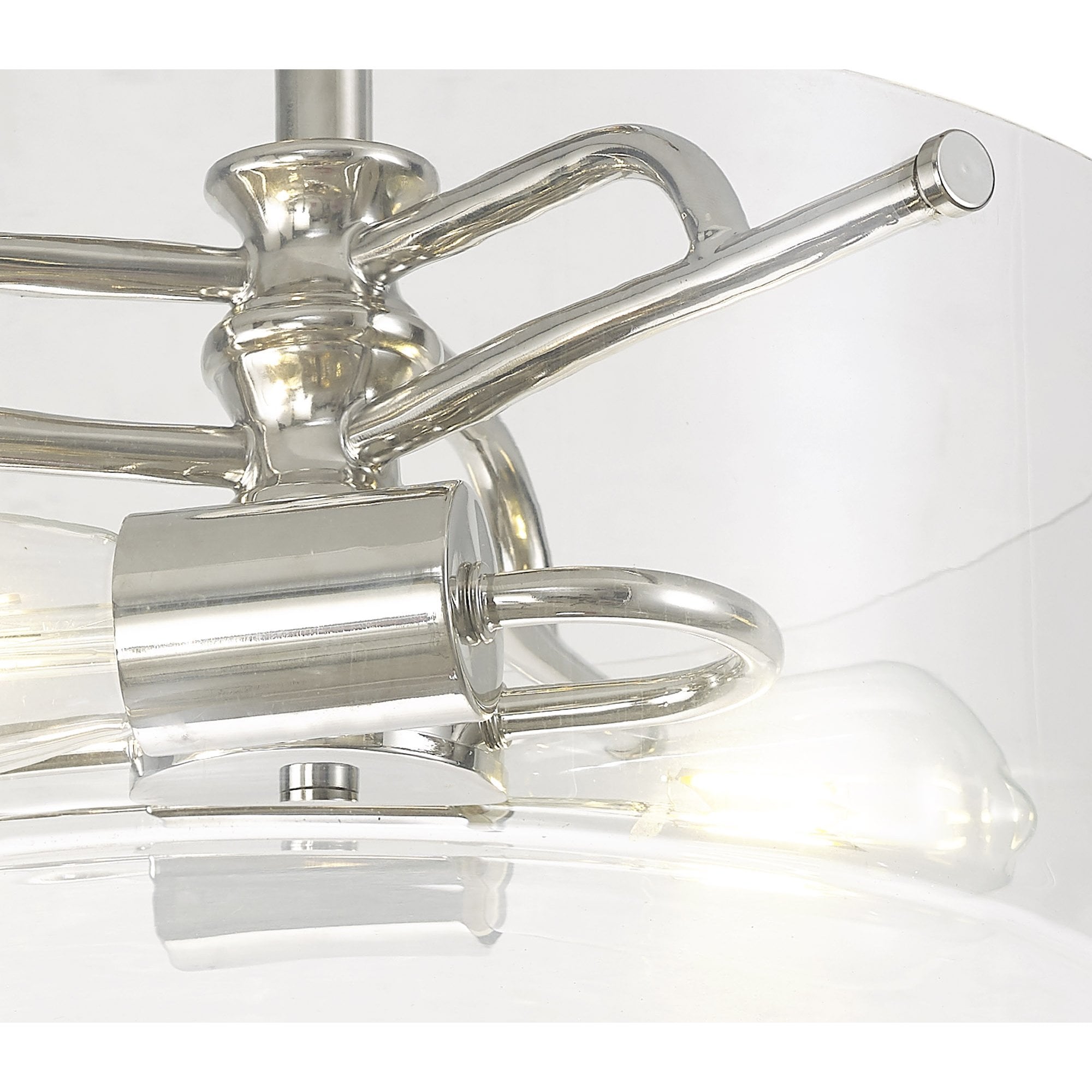 Fabula Connaught 2 Light Semi-Flush Light - Polished Nickel & Clear Glass