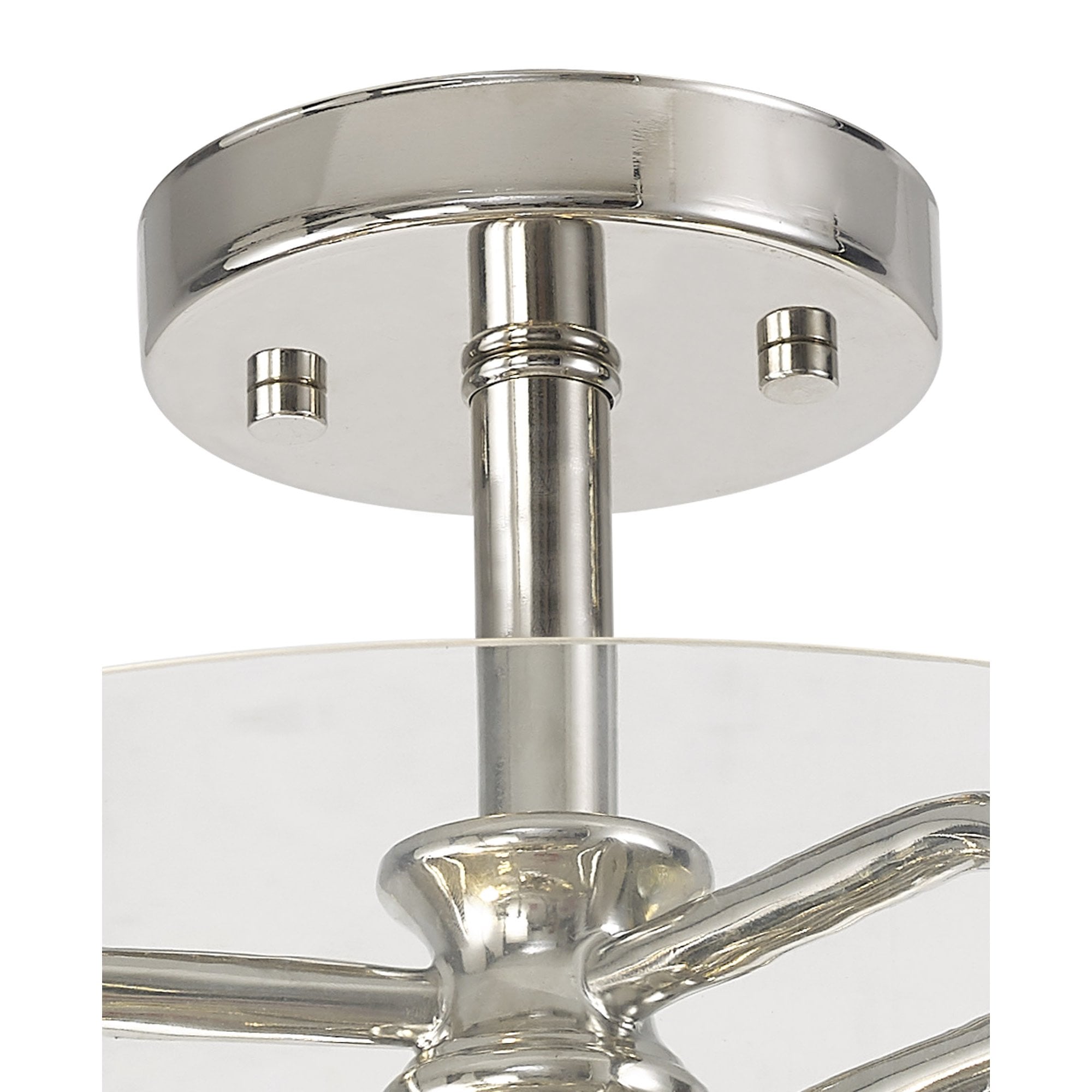 Fabula Connaught 2 Light Semi-Flush Light - Polished Nickel & Clear Glass