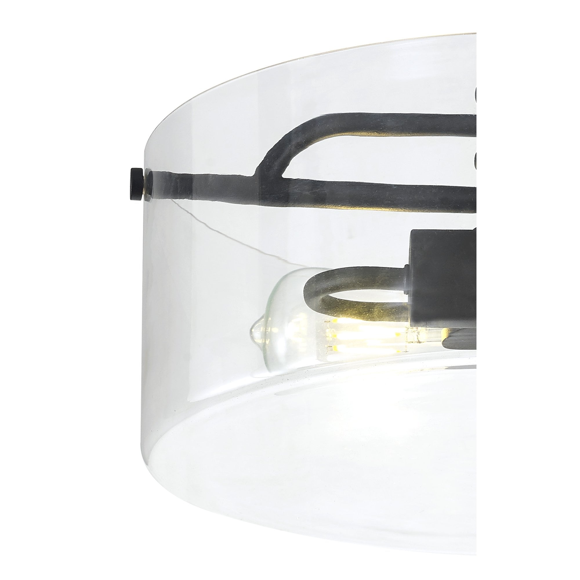 Fabula Connaught 2 Light Semi-Flush Light - Sand Black & Clear Glass