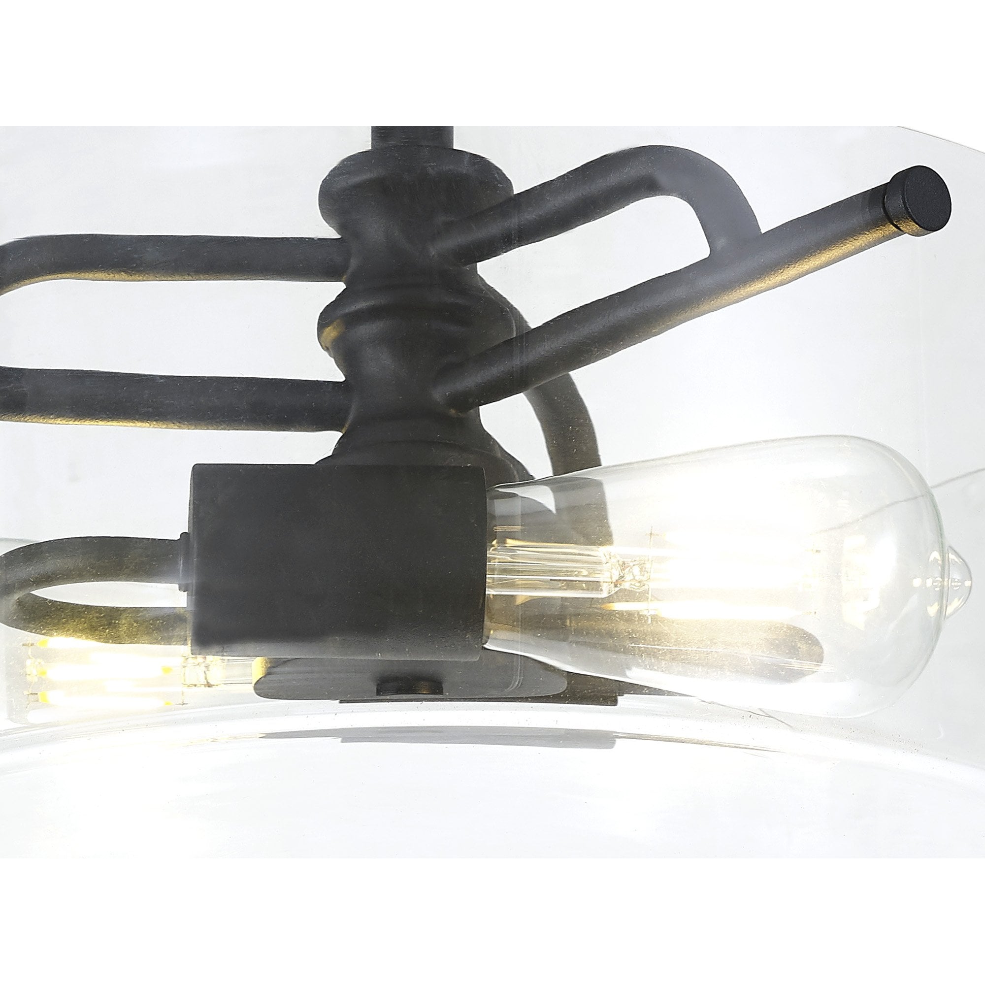 Fabula Connaught 2 Light Semi-Flush Light - Sand Black & Clear Glass