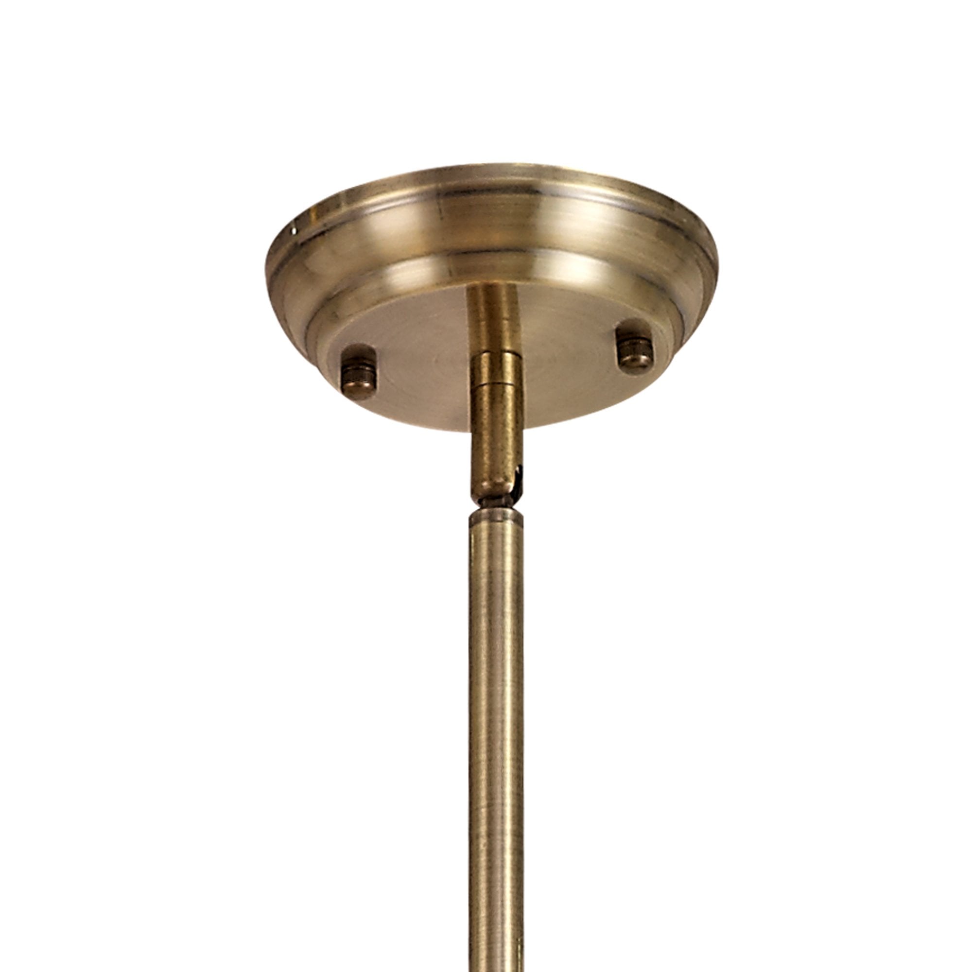 Fabula Crescent 3 Light Linear Pendant - 30cm Tiffany Shade - Antique Brass & Beige