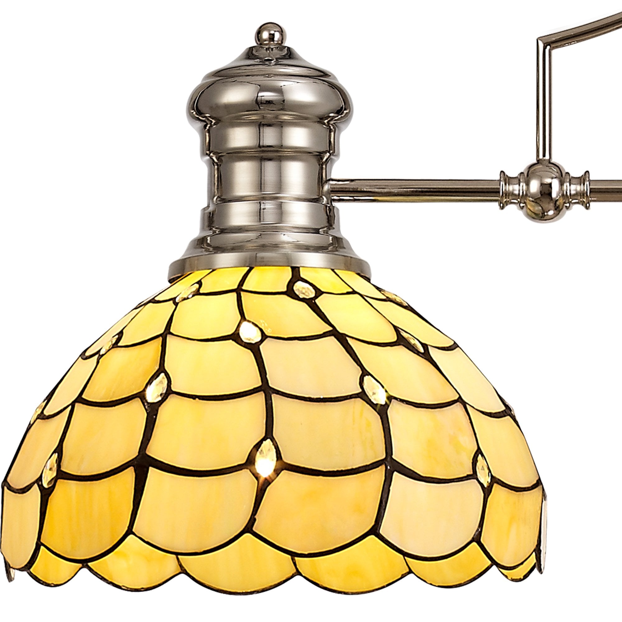 Fabula Crescent 3 Light Linear Pendant - 30cm Tiffany Shade - Polished Nickel & Beige