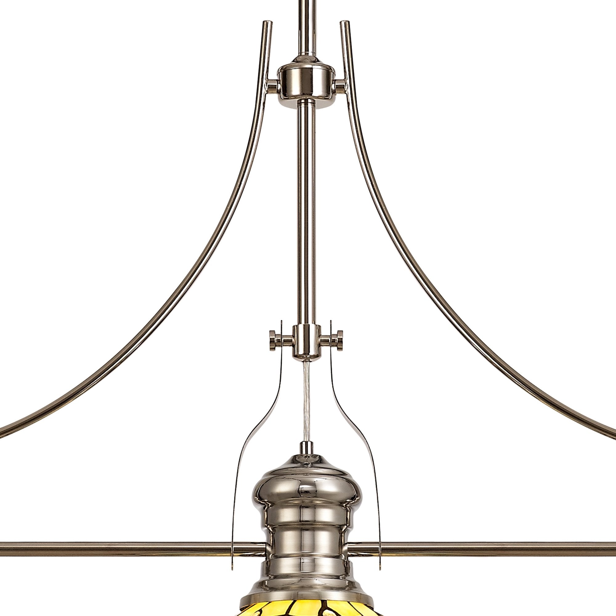 Fabula Crescent 3 Light Linear Pendant - 30cm Tiffany Shade - Polished Nickel & Beige
