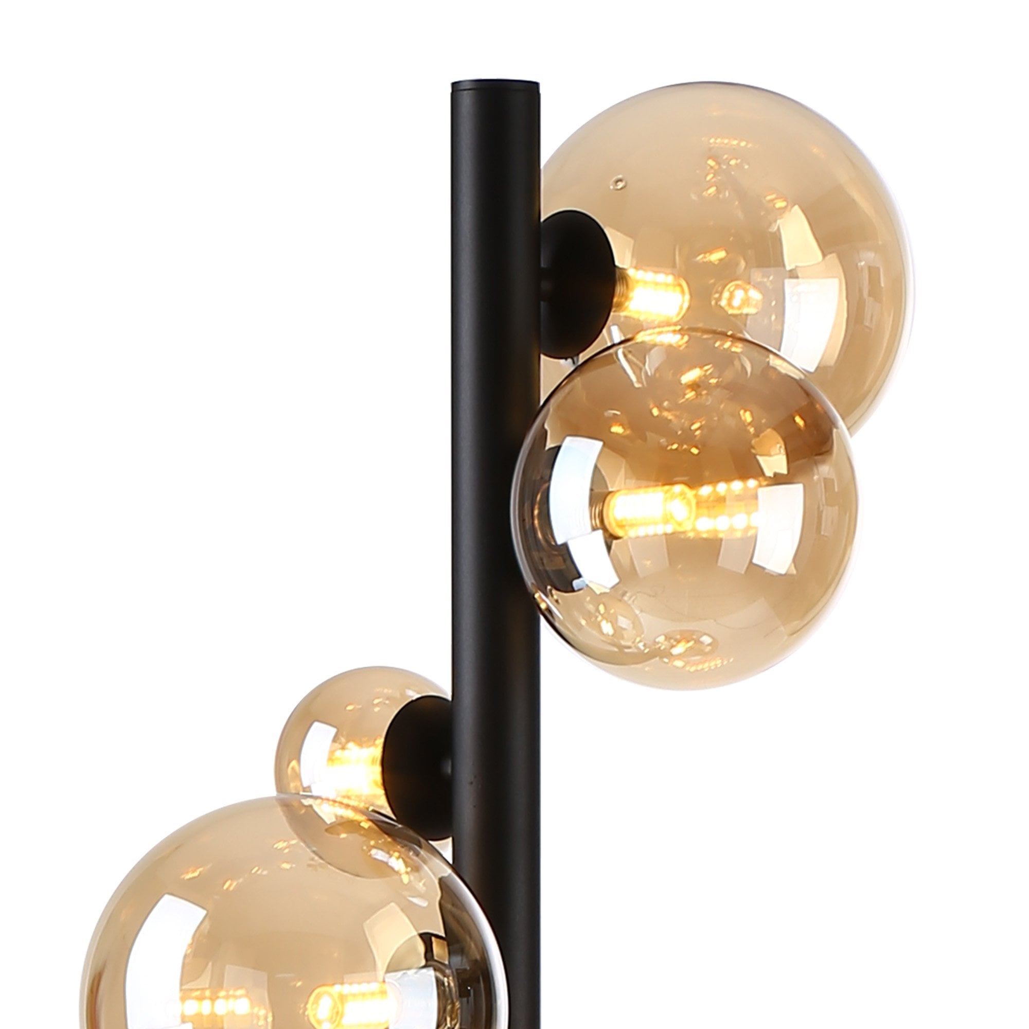 Fabula Deacon 11 Light Floor Lamp - Satin Black & Amber Plated Glass
