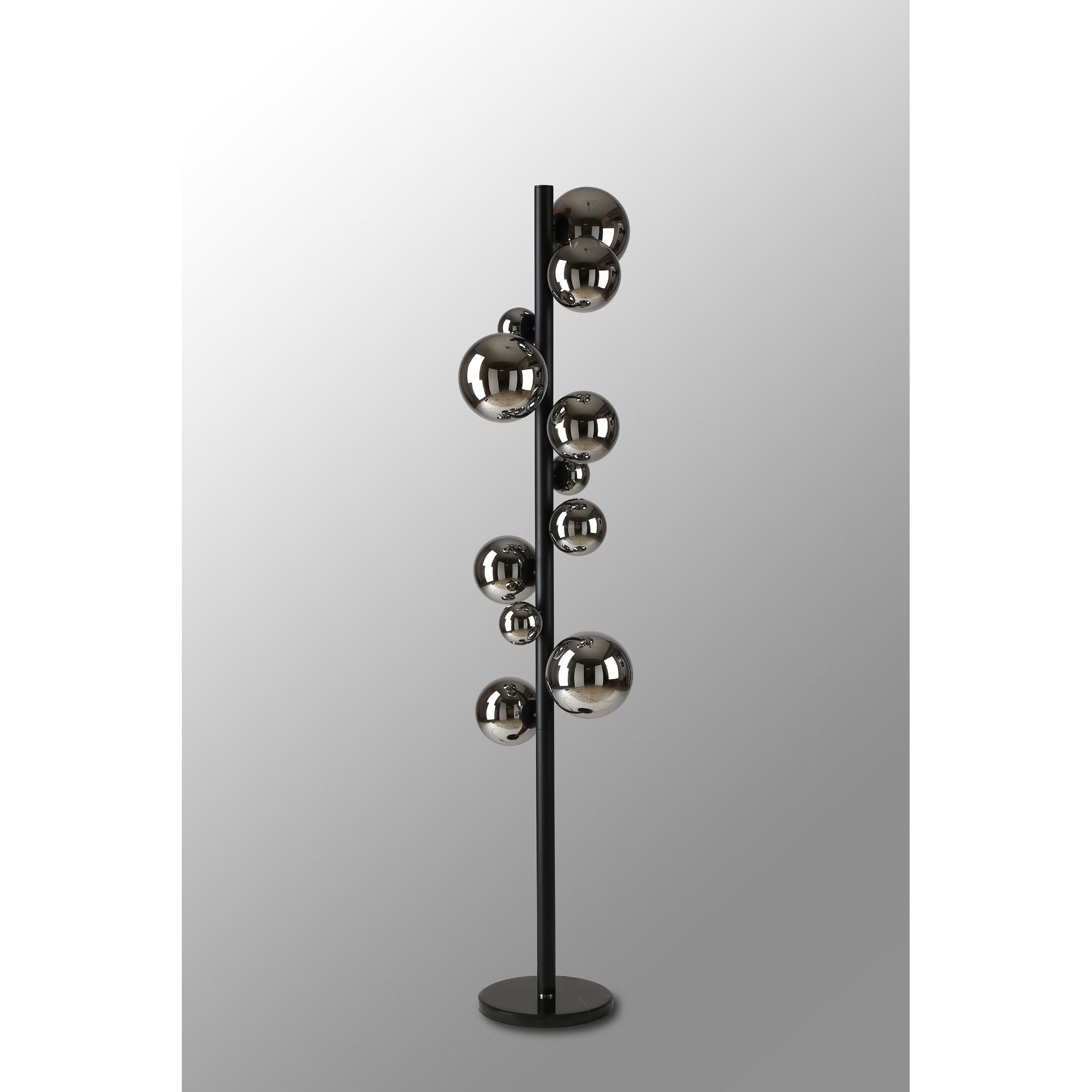 Fabula Deacon 11 Light Floor Lamp - Satin Black & Chrome Plated Glass
