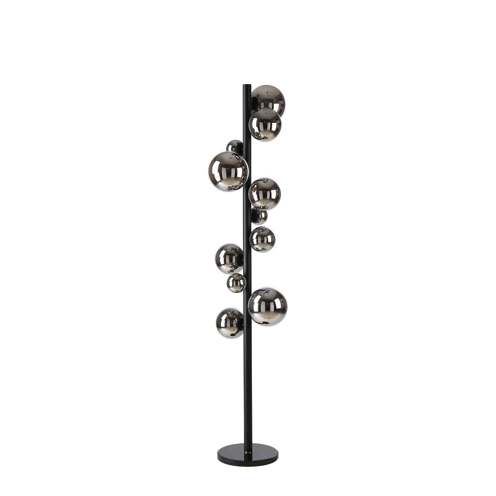 Fabula Deacon 11 Light Floor Lamp - Satin Black & Chrome Plated Glass