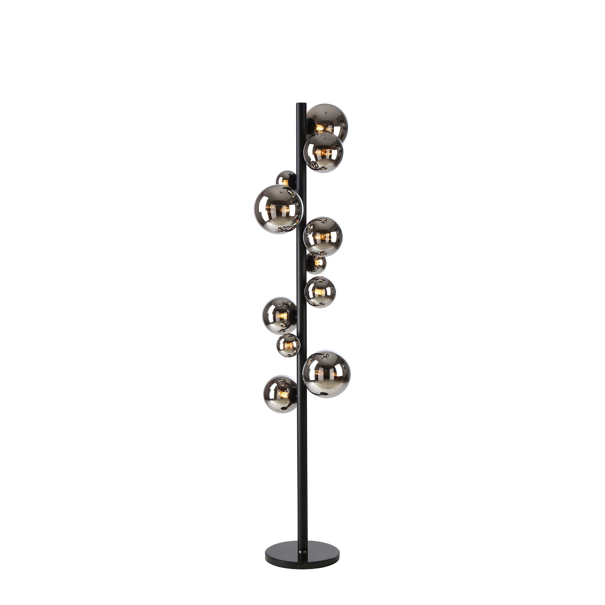 Fabula Deacon 11 Light Floor Lamp - Satin Black & Chrome Plated Glass