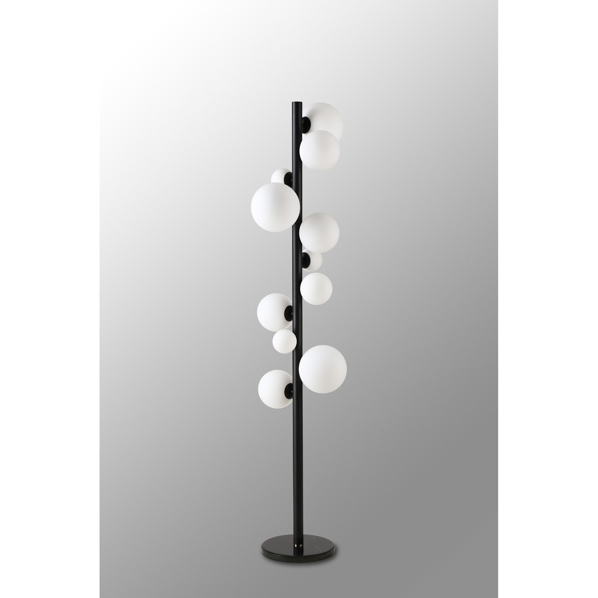 Fabula Deacon 11 Light Floor Lamp - Satin Black & Opal Glass