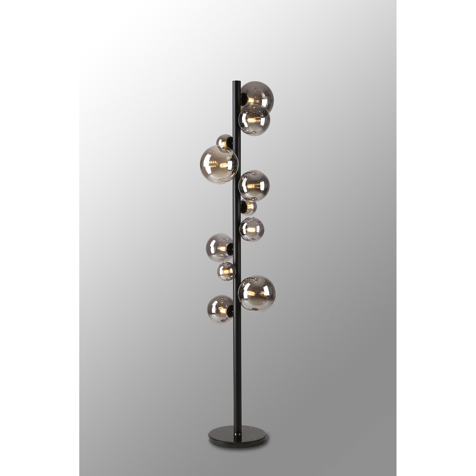 Fabula Deacon 11 Light Floor Lamp - Satin Black & Smoke Plated Glass