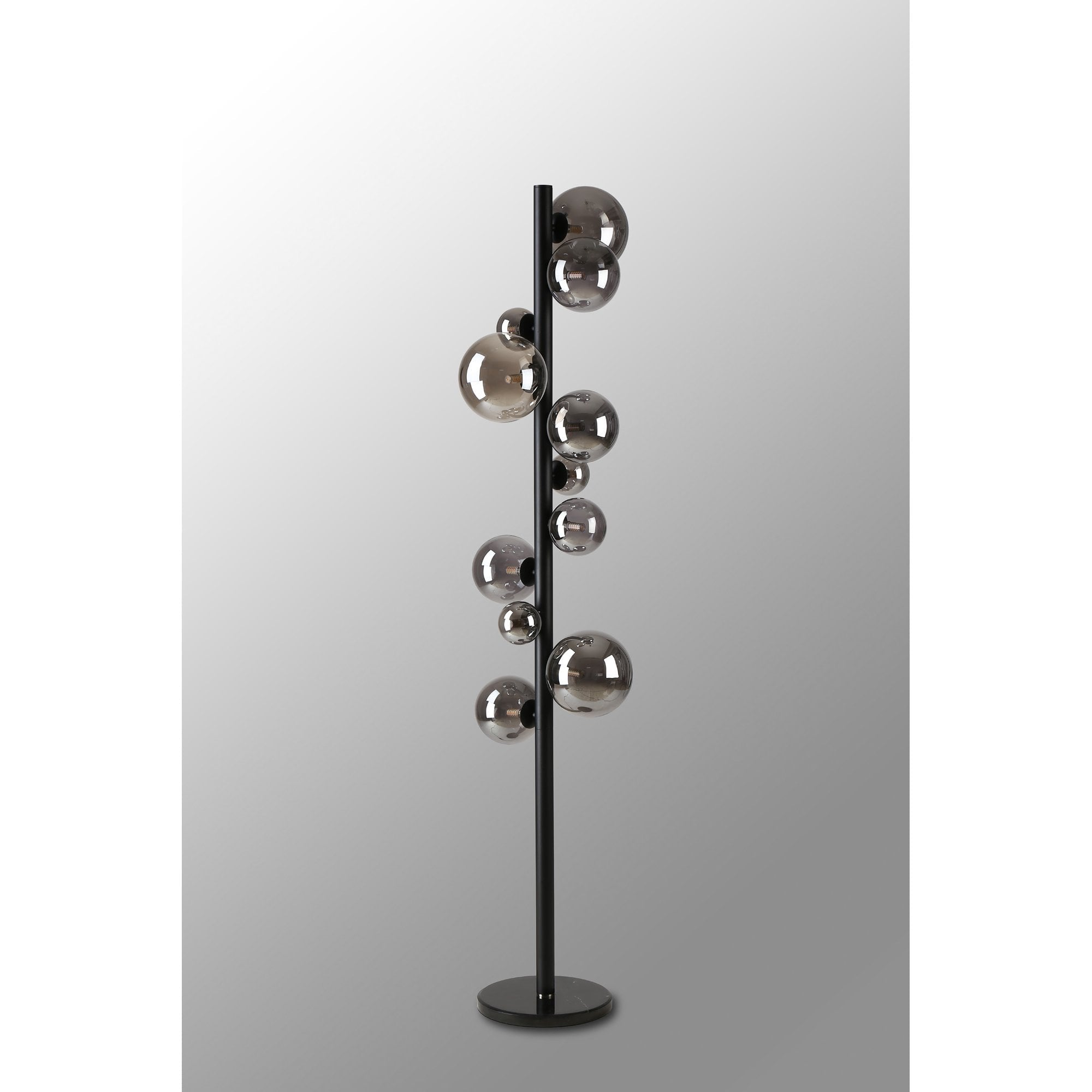 Fabula Deacon 11 Light Floor Lamp - Satin Black & Smoke Plated Glass