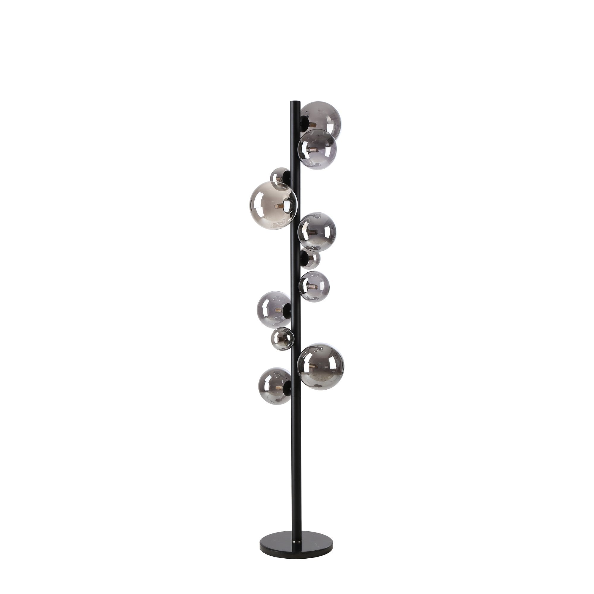 Fabula Deacon 11 Light Floor Lamp - Satin Black & Smoke Plated Glass
