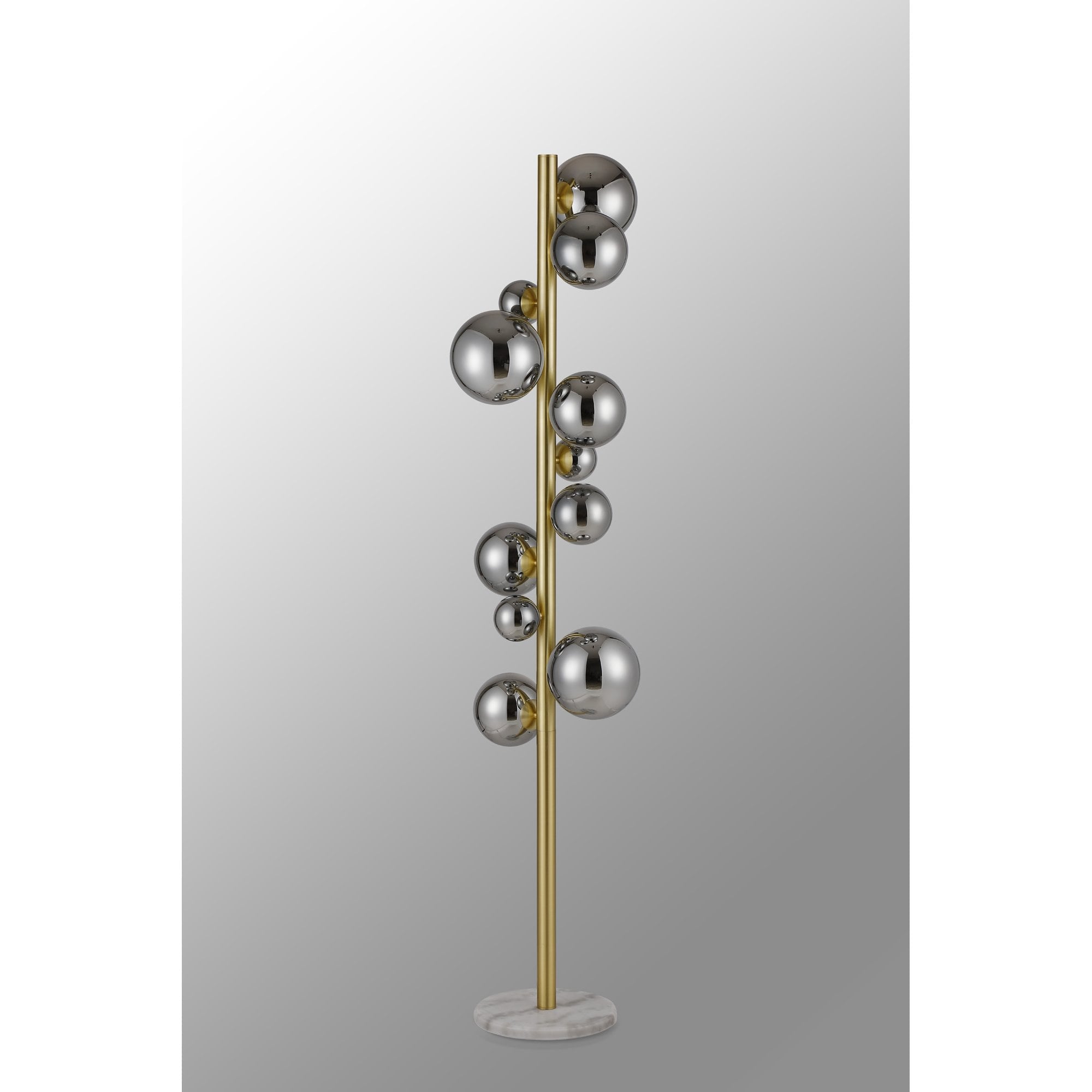 Fabula Deacon 11 Light Floor Lamp - Satin Gold & Chrome Plated Glass