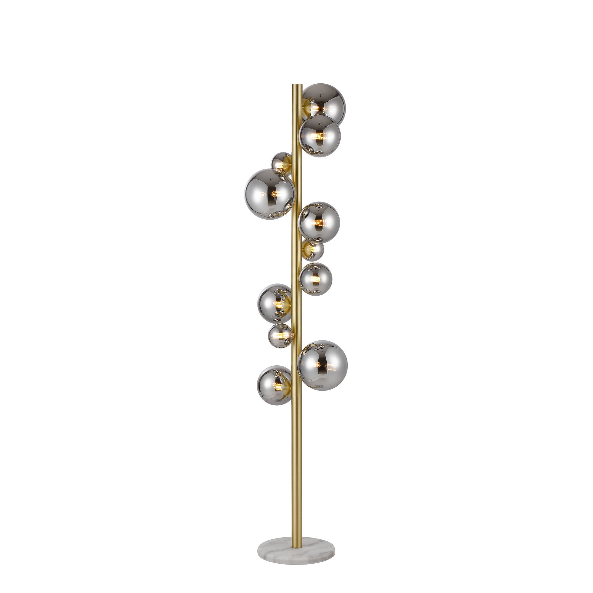 Fabula Deacon 11 Light Floor Lamp - Satin Gold & Chrome Plated Glass