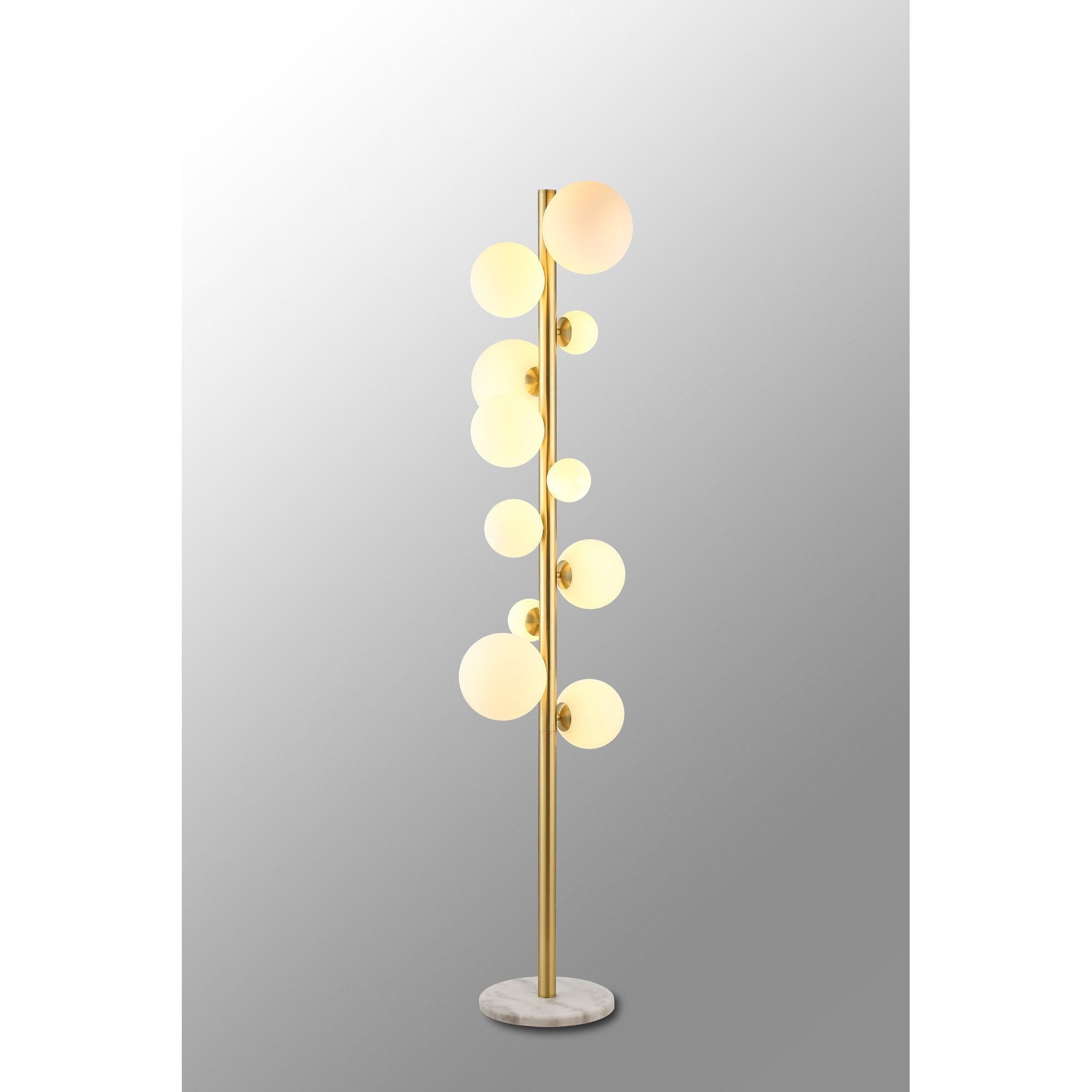 Fabula Deacon 11 Light Floor Lamp - Satin Gold & Opal Glass