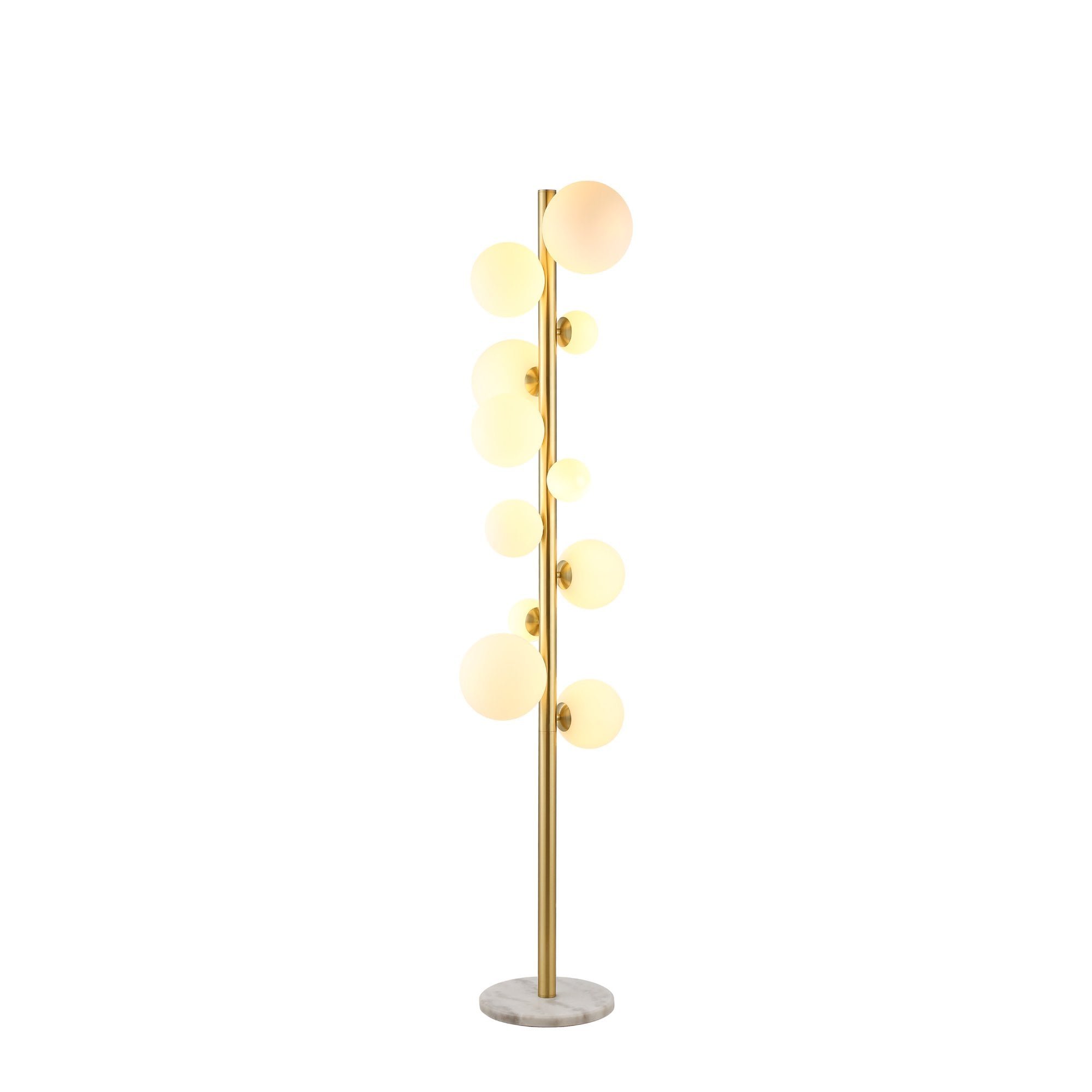 Fabula Deacon 11 Light Floor Lamp - Satin Gold & Opal Glass
