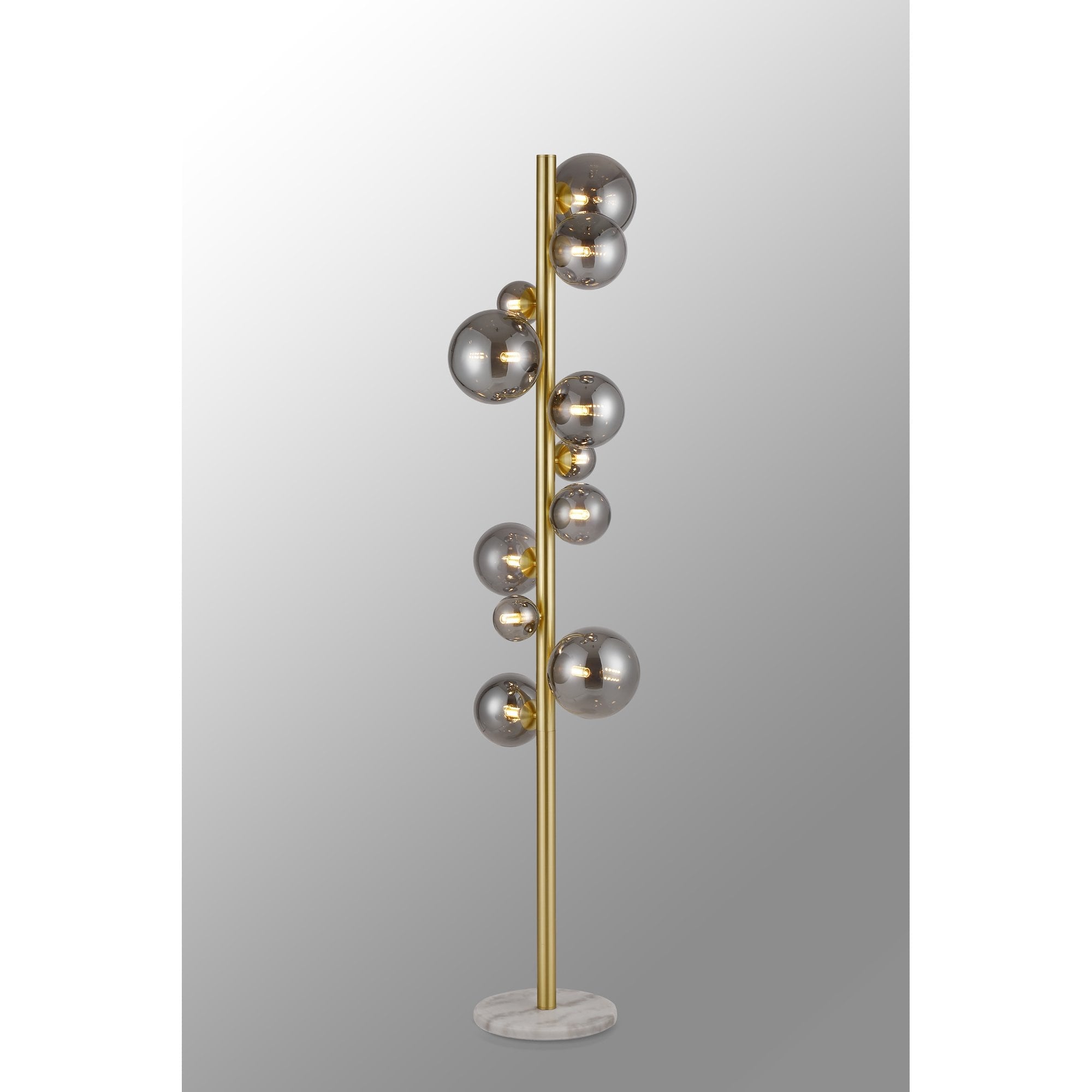 Fabula Deacon 11 Light Floor Lamp - Satin Gold & Smoke Plated Glass