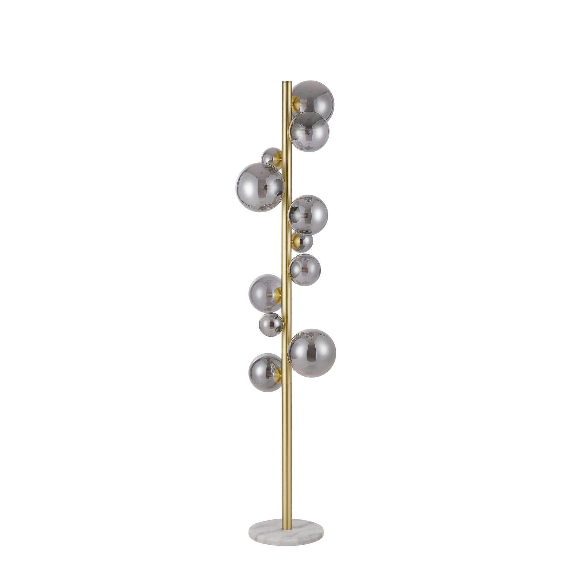 Fabula Deacon 11 Light Floor Lamp - Satin Gold & Smoke Plated Glass