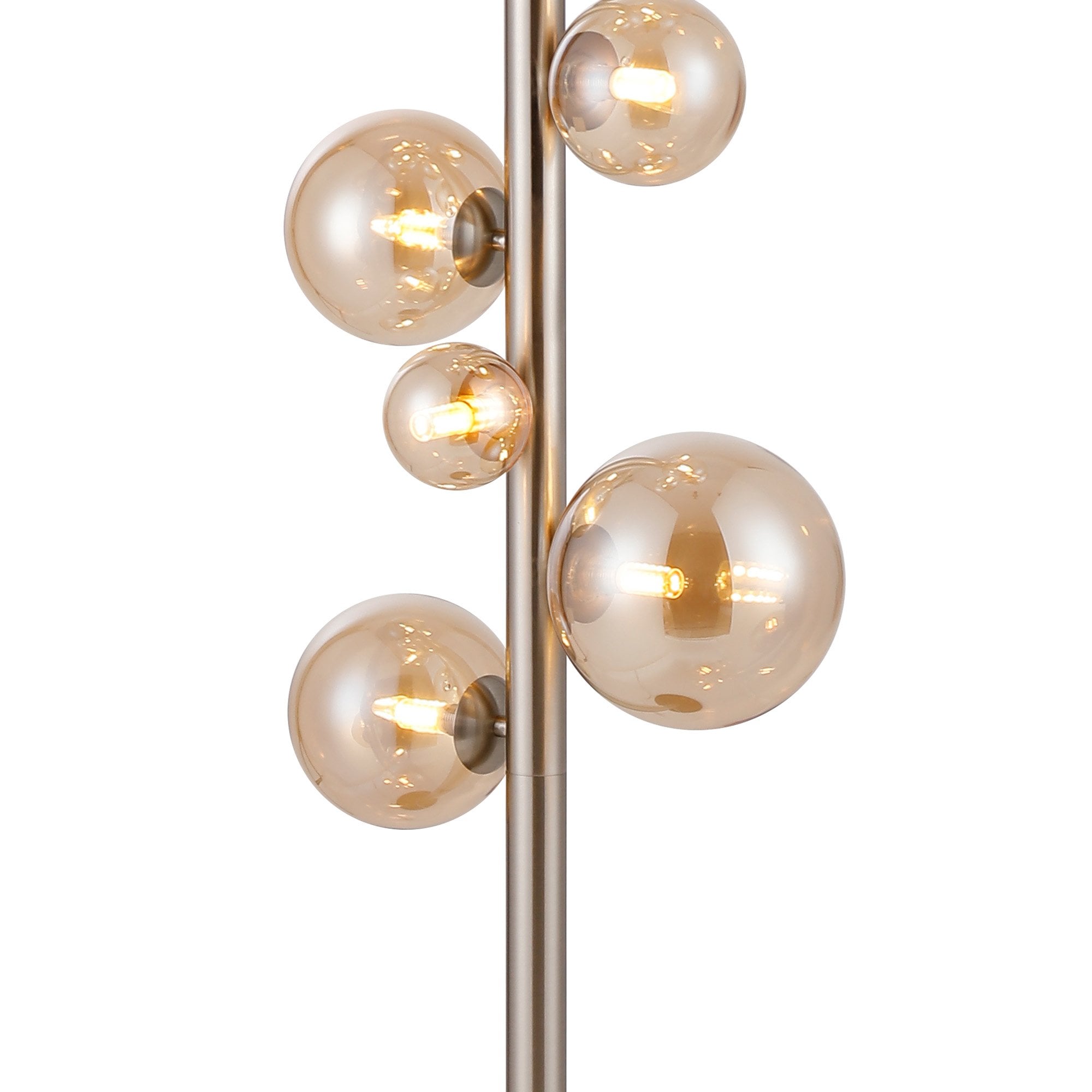Fabula Deacon 11 Light Floor Lamp - Satin Nickel & Amber Plated Glass
