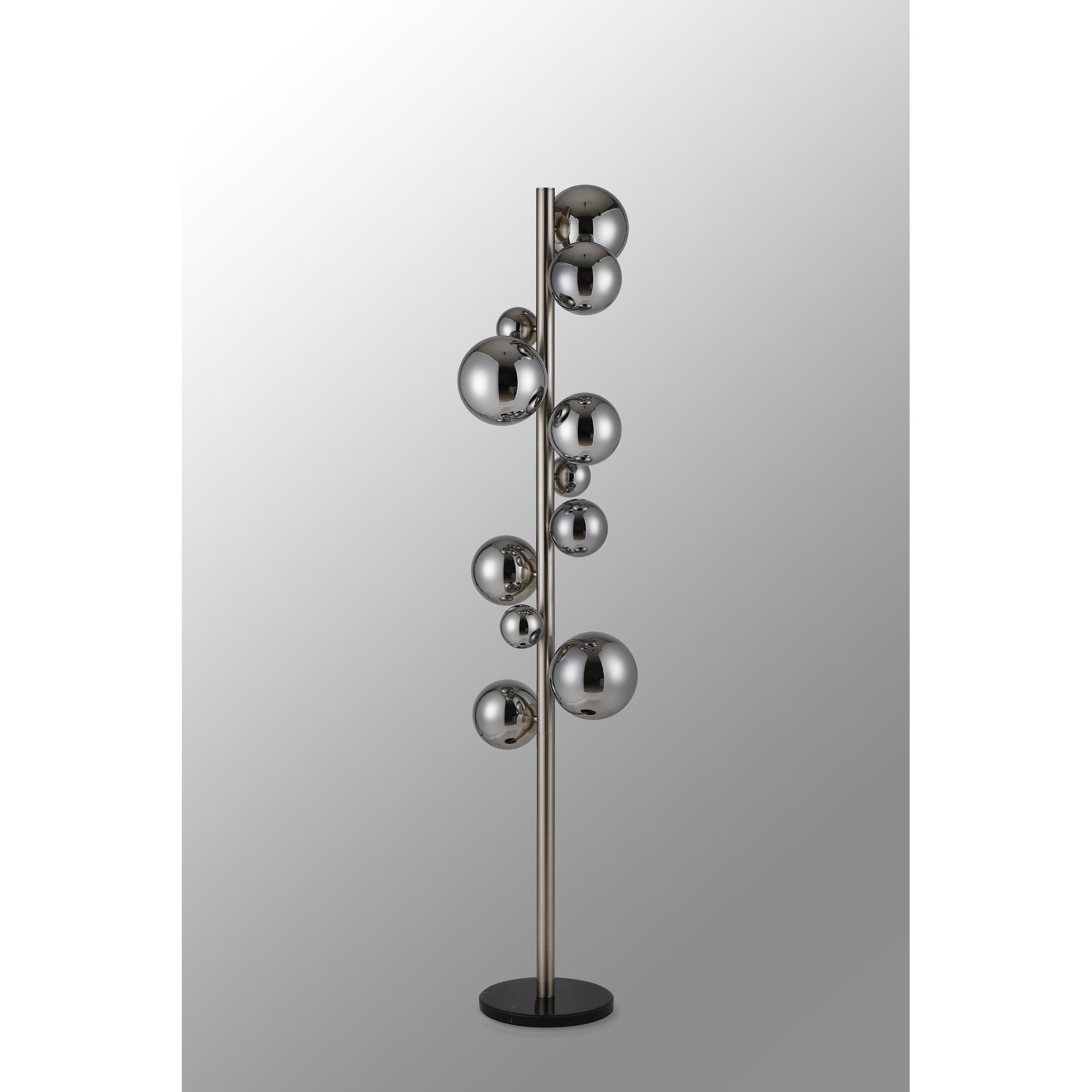 Fabula Deacon 11 Light Floor Lamp - Satin Nickel & Chrome Plated Glass