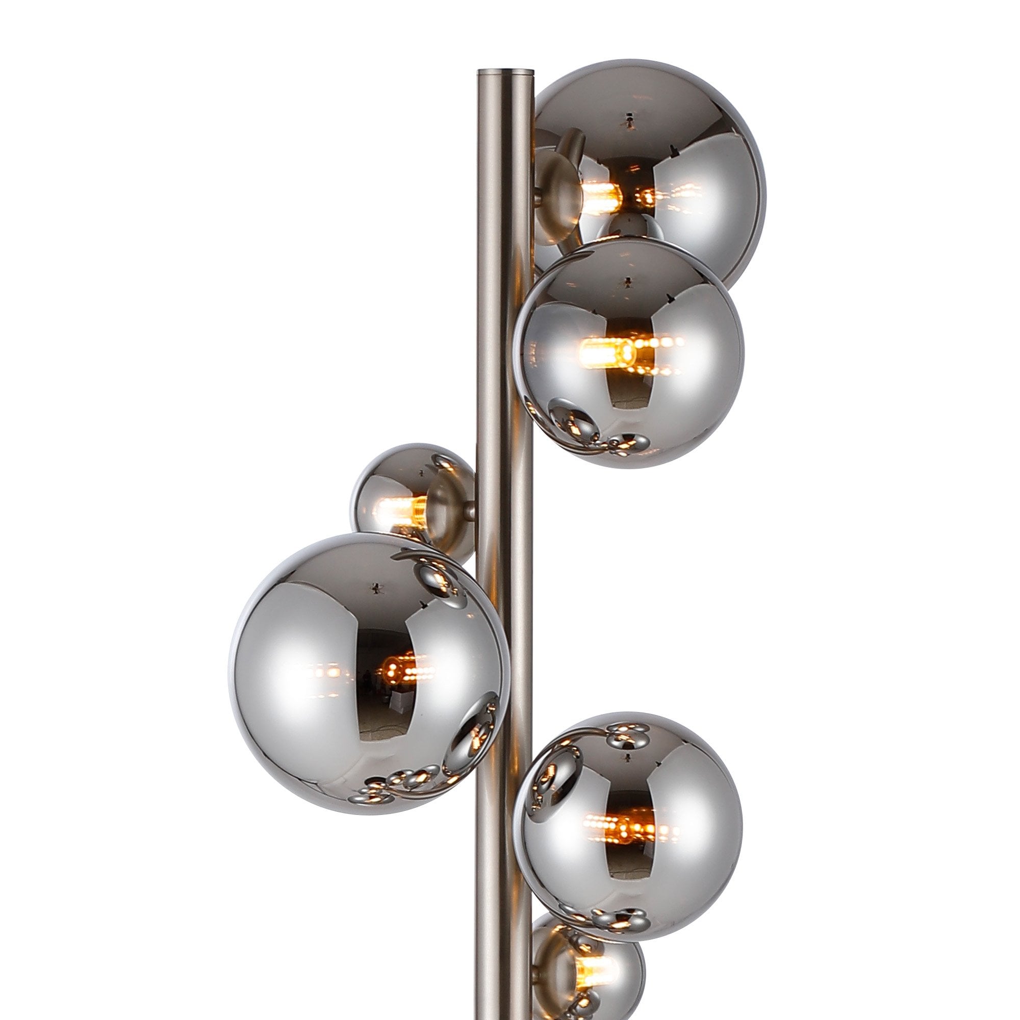 Fabula Deacon 11 Light Floor Lamp - Satin Nickel & Chrome Plated Glass