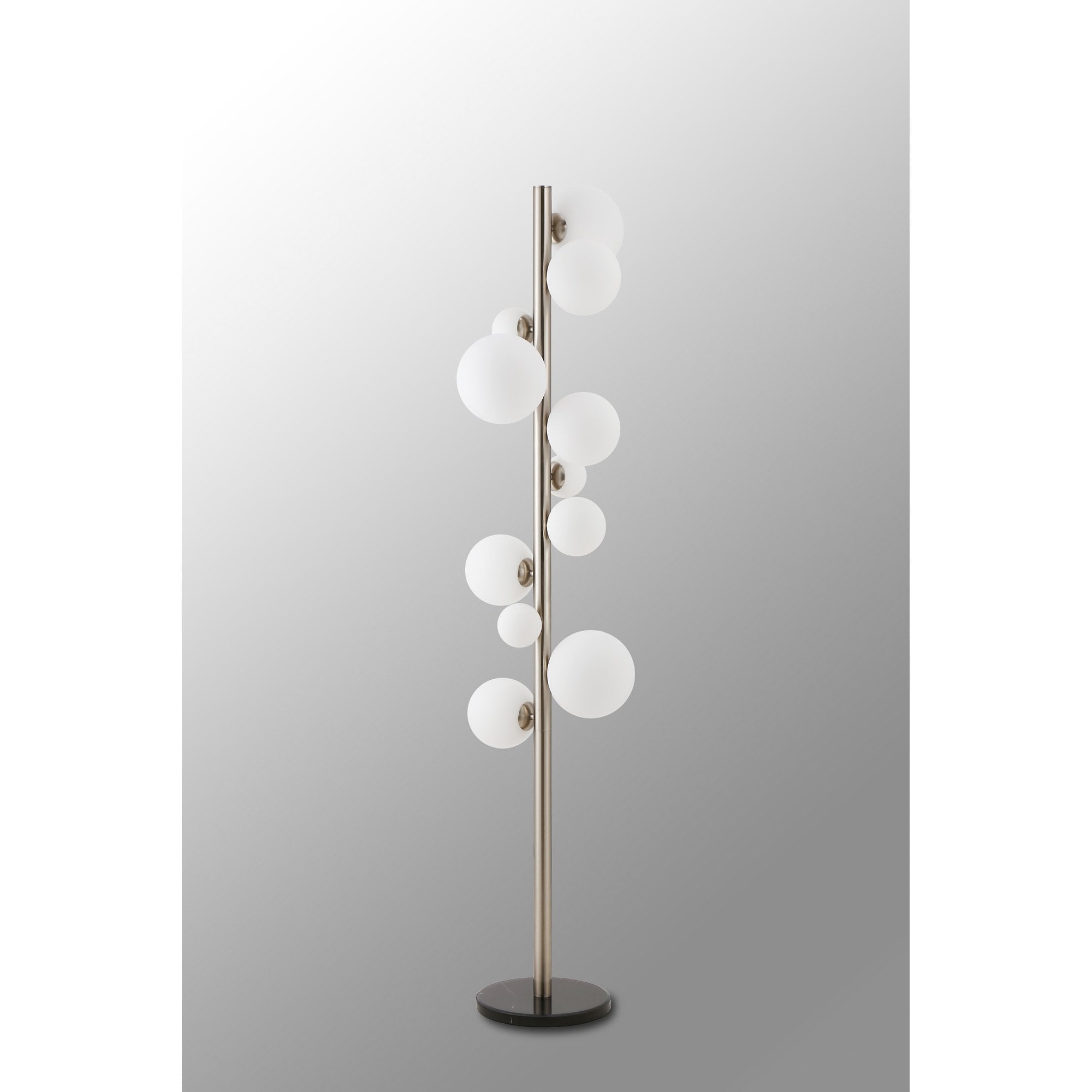 Fabula Deacon 11 Light Floor Lamp - Satin Nickel & Opal Glass