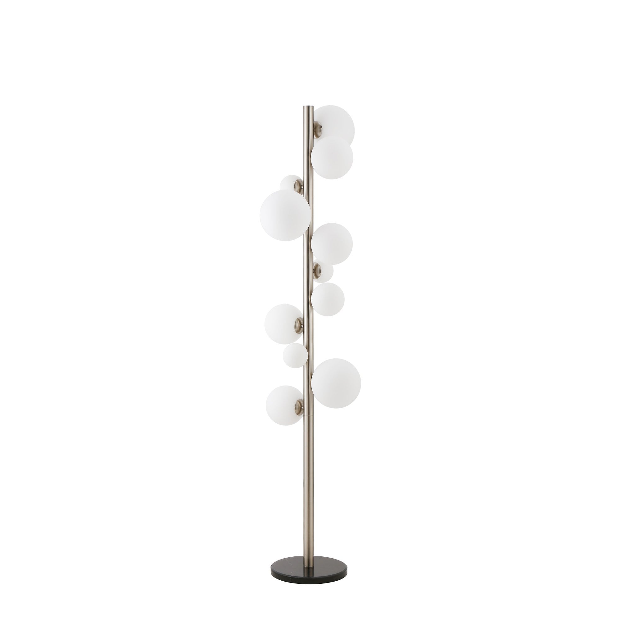 Fabula Deacon 11 Light Floor Lamp - Satin Nickel & Opal Glass