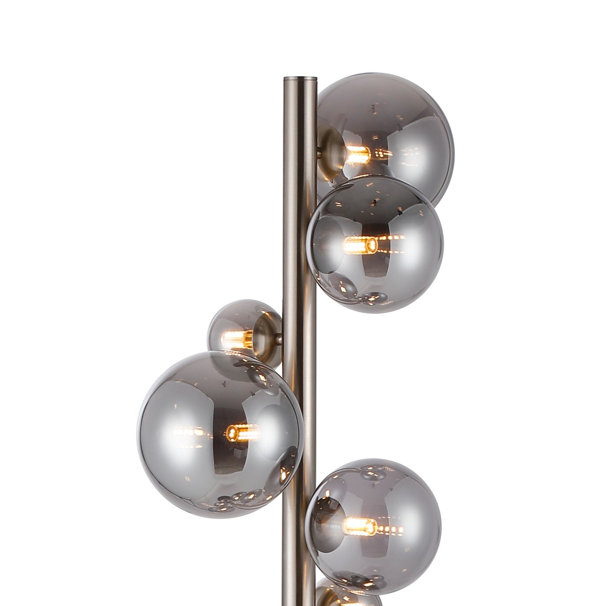 Fabula Deacon 11 Light Floor Lamp - Satin Nickel & Smoke Plated Glass