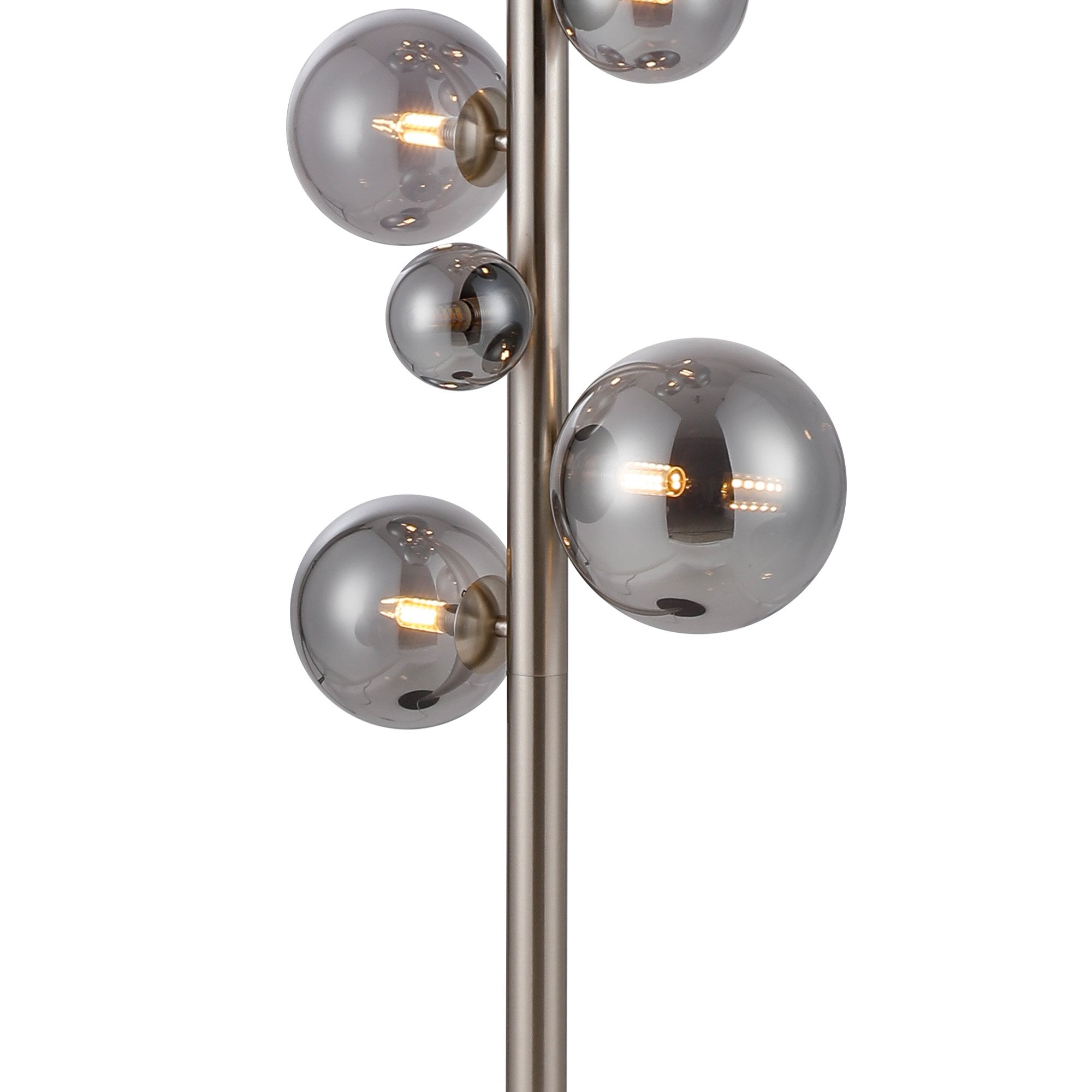 Fabula Deacon 11 Light Floor Lamp - Satin Nickel & Smoke Plated Glass