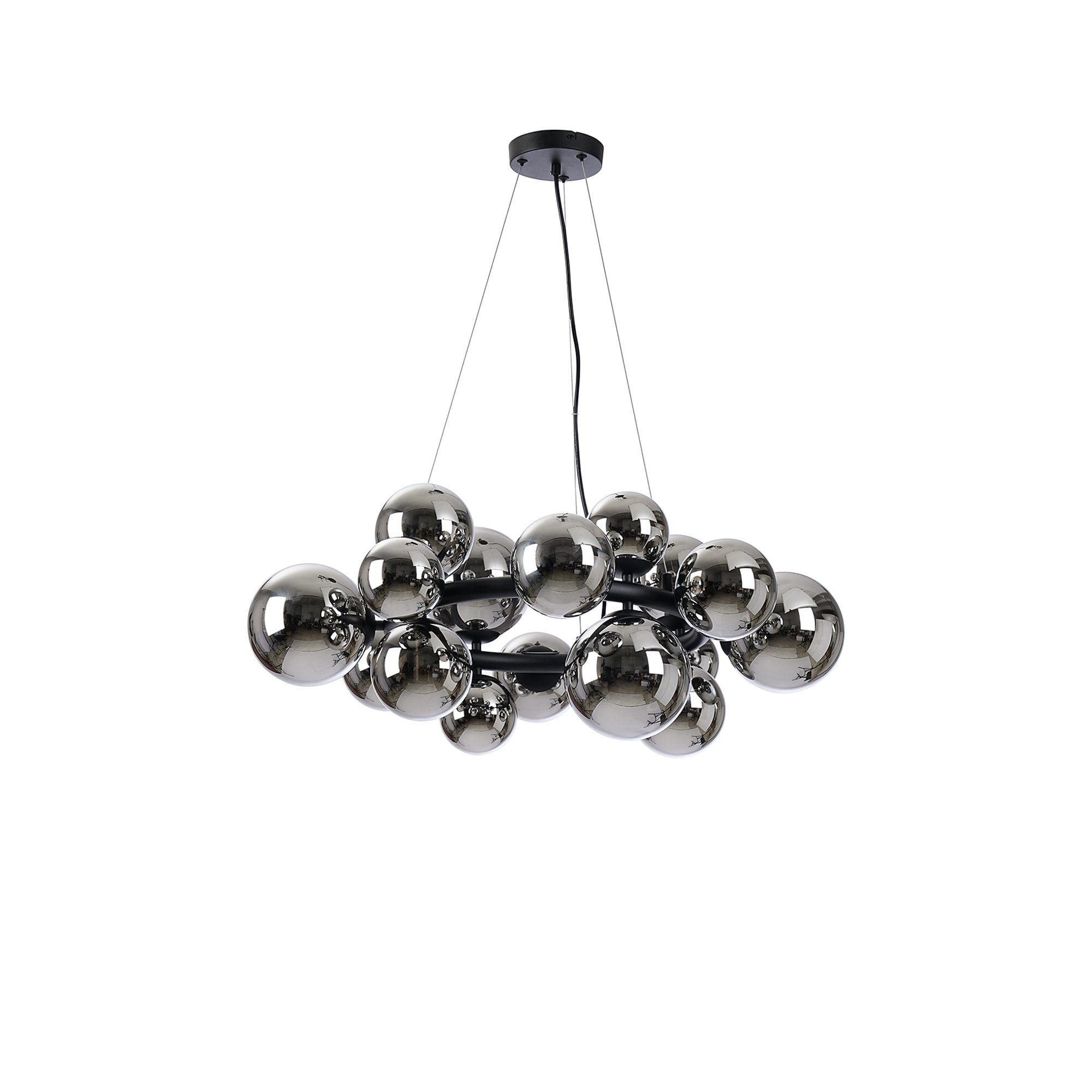 Fabula Deacon 16 Light Circular Pendant - Satin Black & Chrome Plated Glass