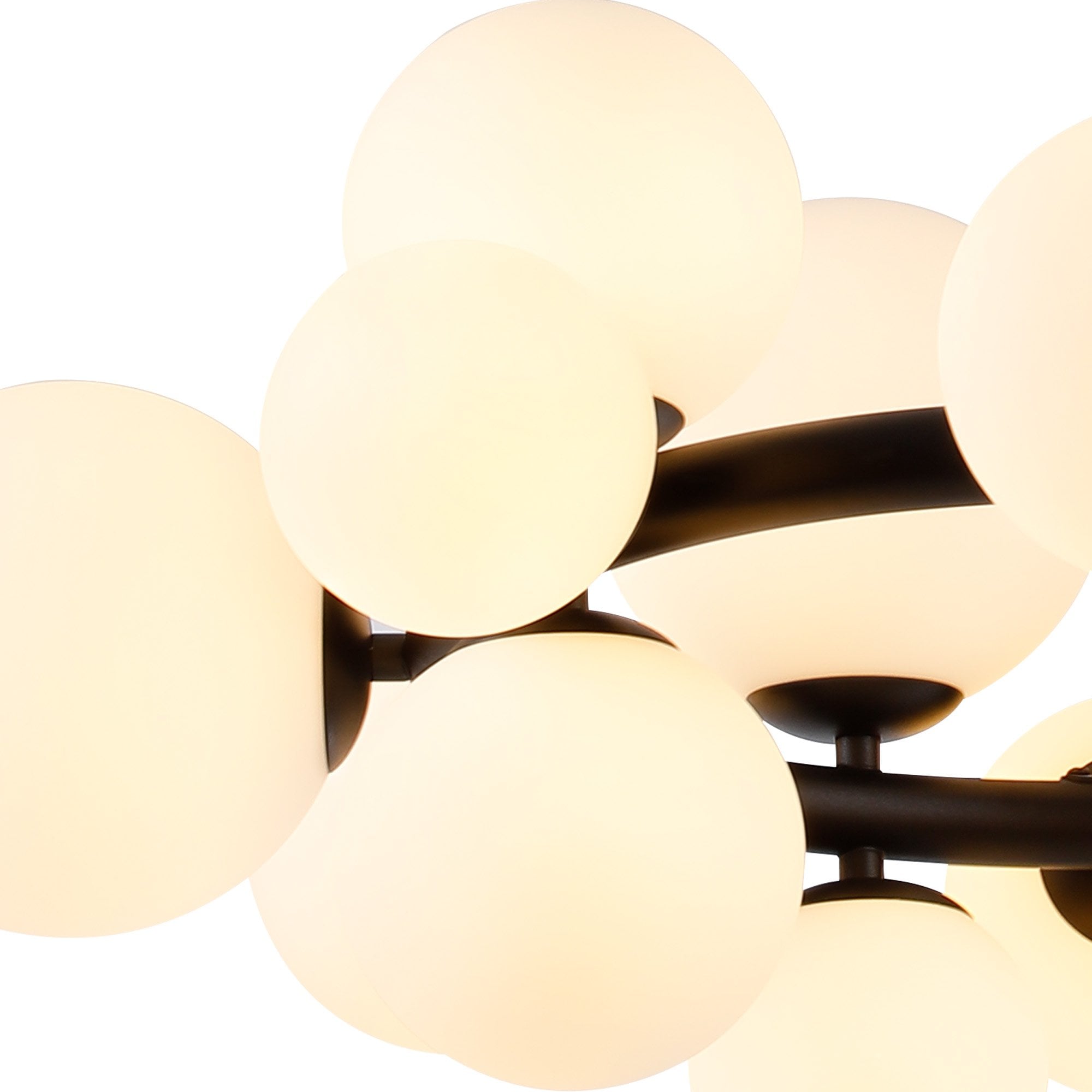 Fabula Deacon 16 Light Circular Pendant - Satin Black & Opal Glass