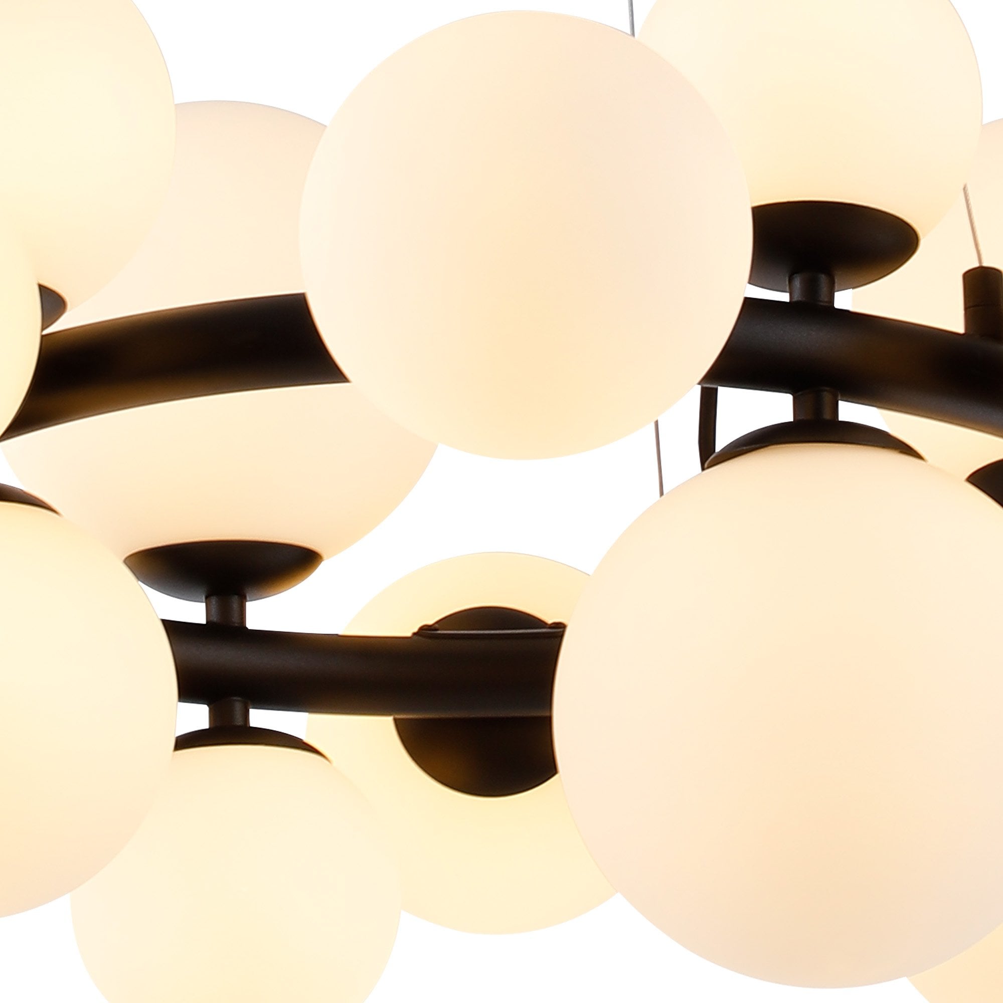 Fabula Deacon 16 Light Circular Pendant - Satin Black & Opal Glass