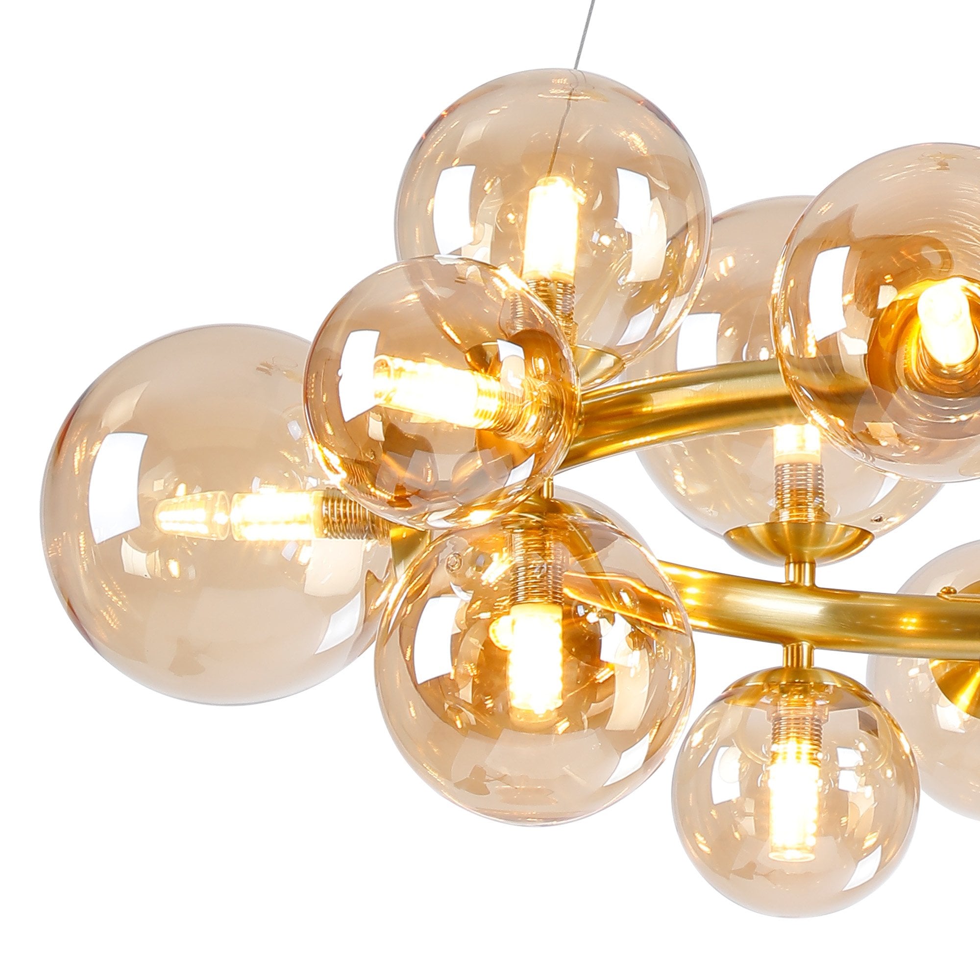 Fabula Deacon 16 Light Circular Pendant - Satin Gold & Amber Plated Glass