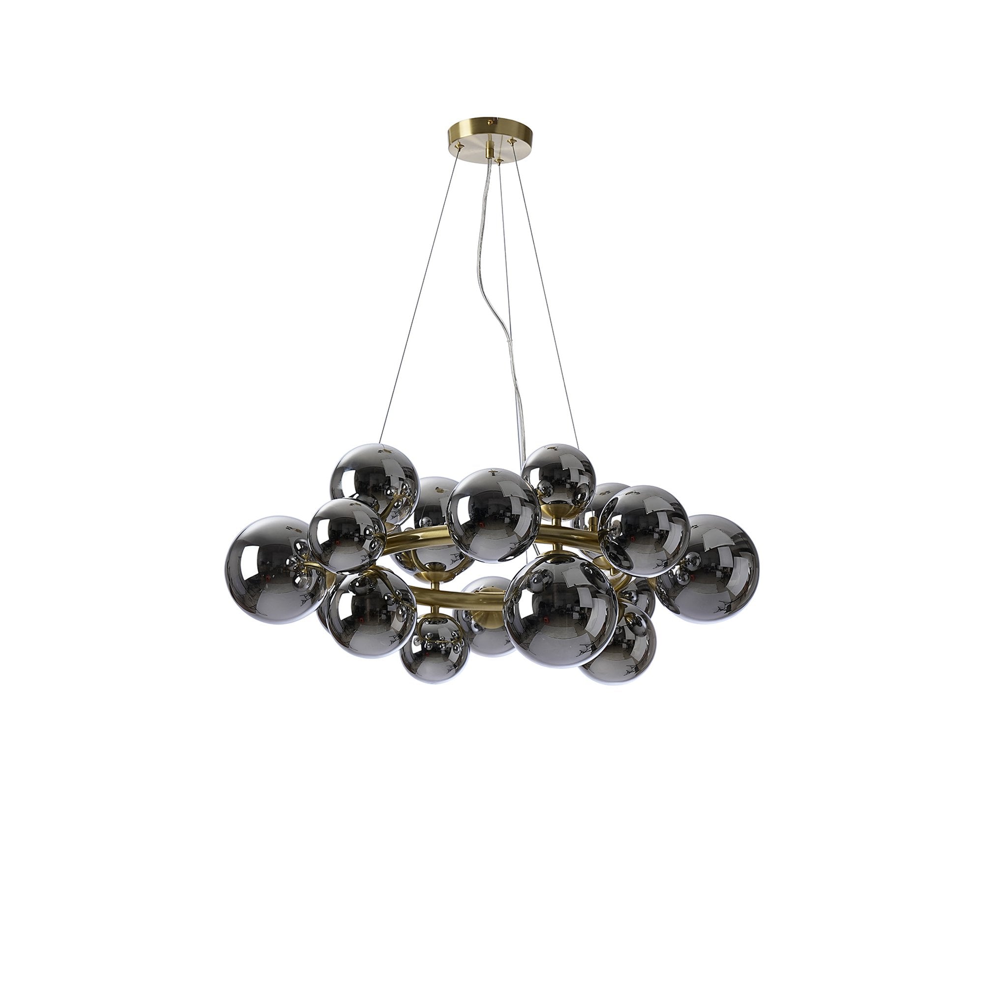 Fabula Deacon 16 Light Circular Pendant - Satin Gold & Chrome Plated Glass
