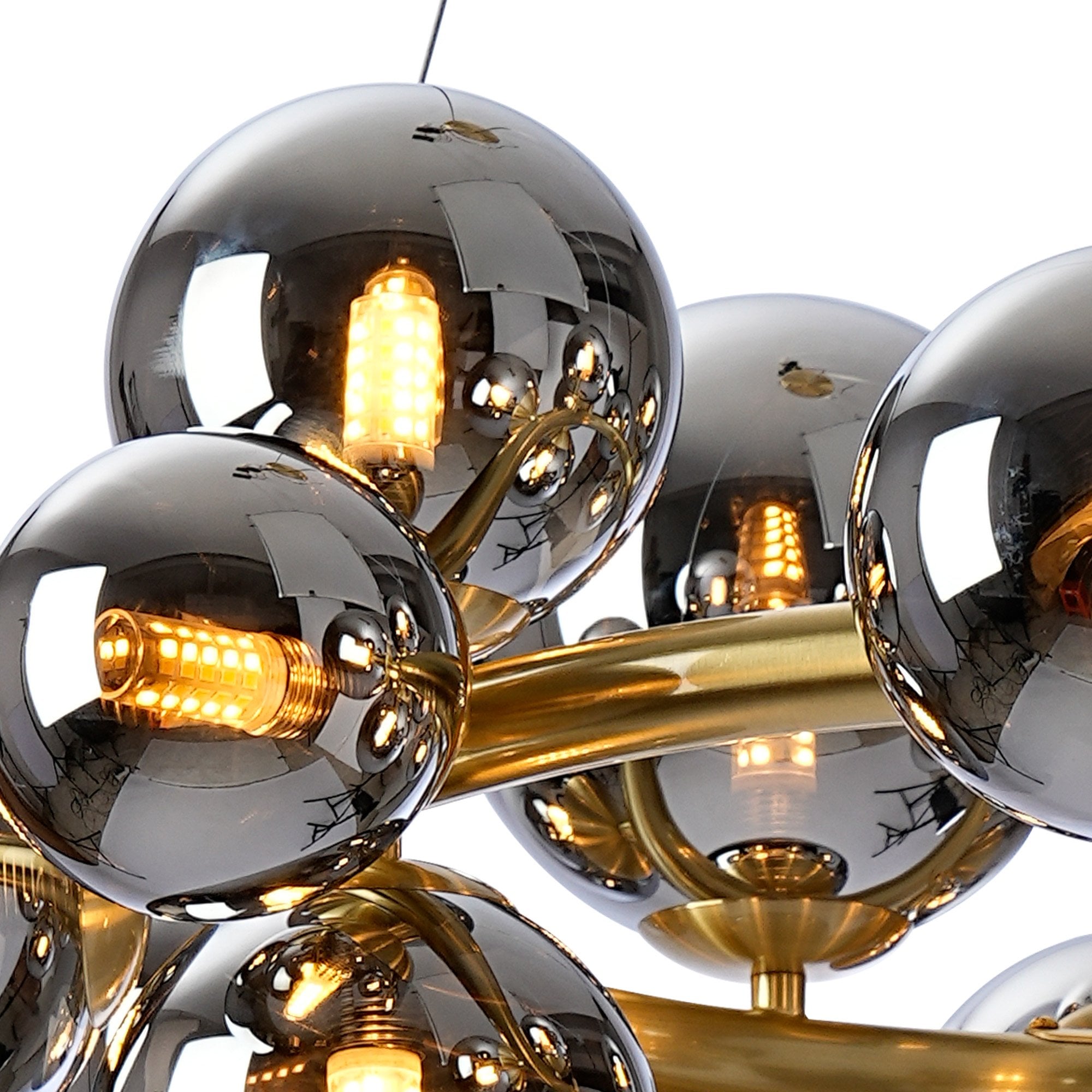 Fabula Deacon 16 Light Circular Pendant - Satin Gold & Chrome Plated Glass