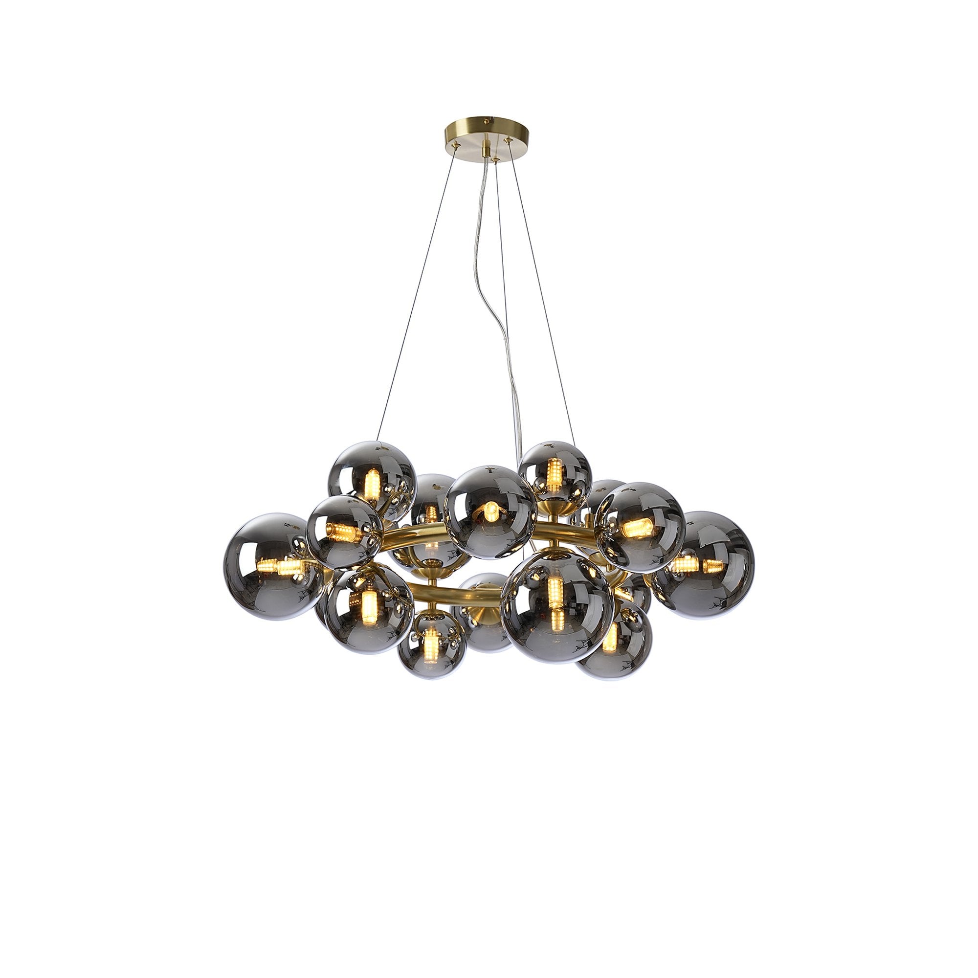 Fabula Deacon 16 Light Circular Pendant - Satin Gold & Chrome Plated Glass