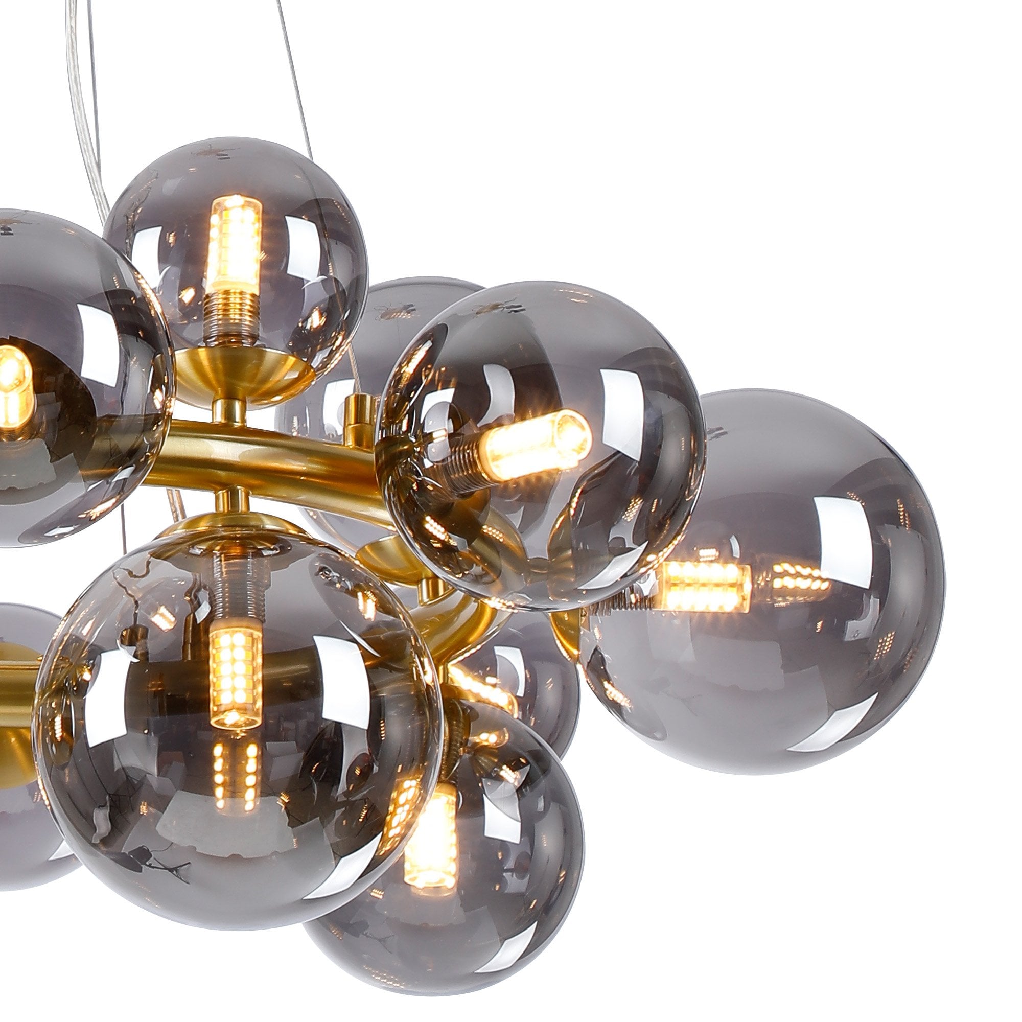 Fabula Deacon 16 Light Circular Pendant - Satin Gold & Smoke Plated Glass