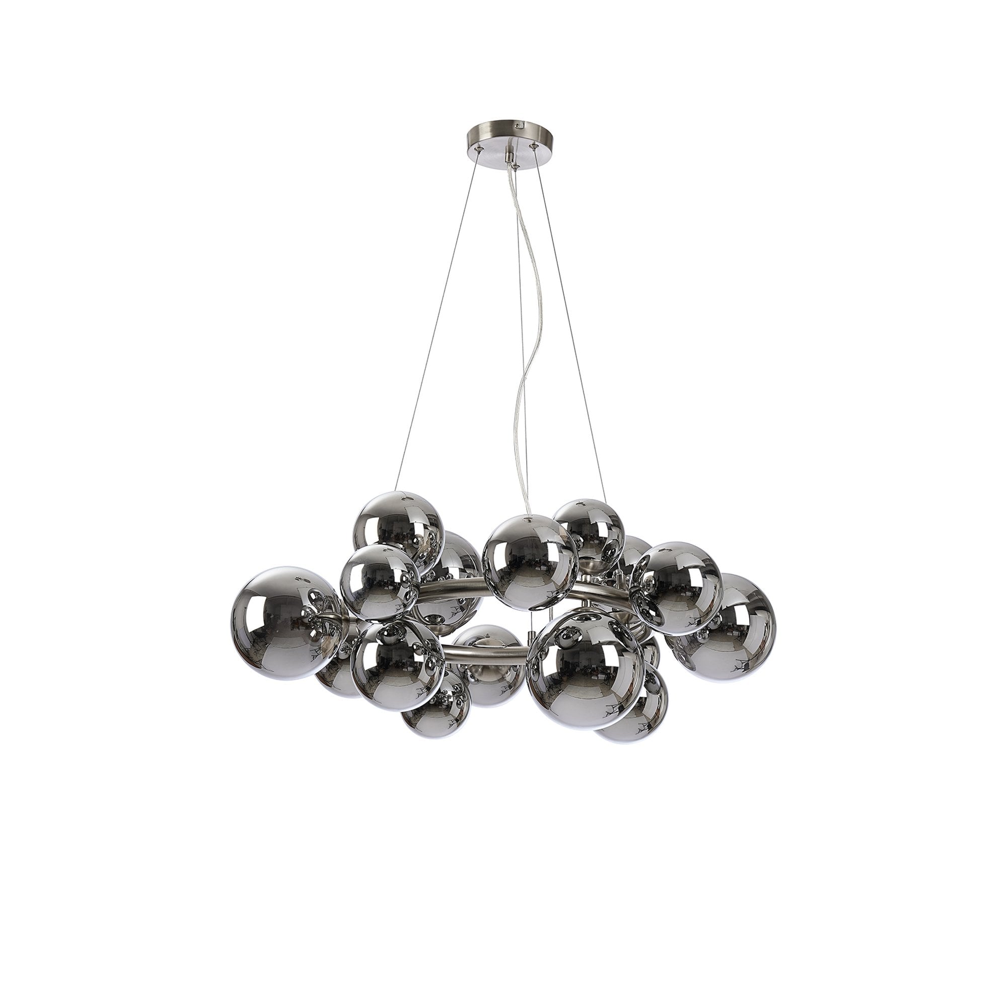 Fabula Deacon 16 Light Circular Pendant - Satin Nickel & Chrome Plated Glass