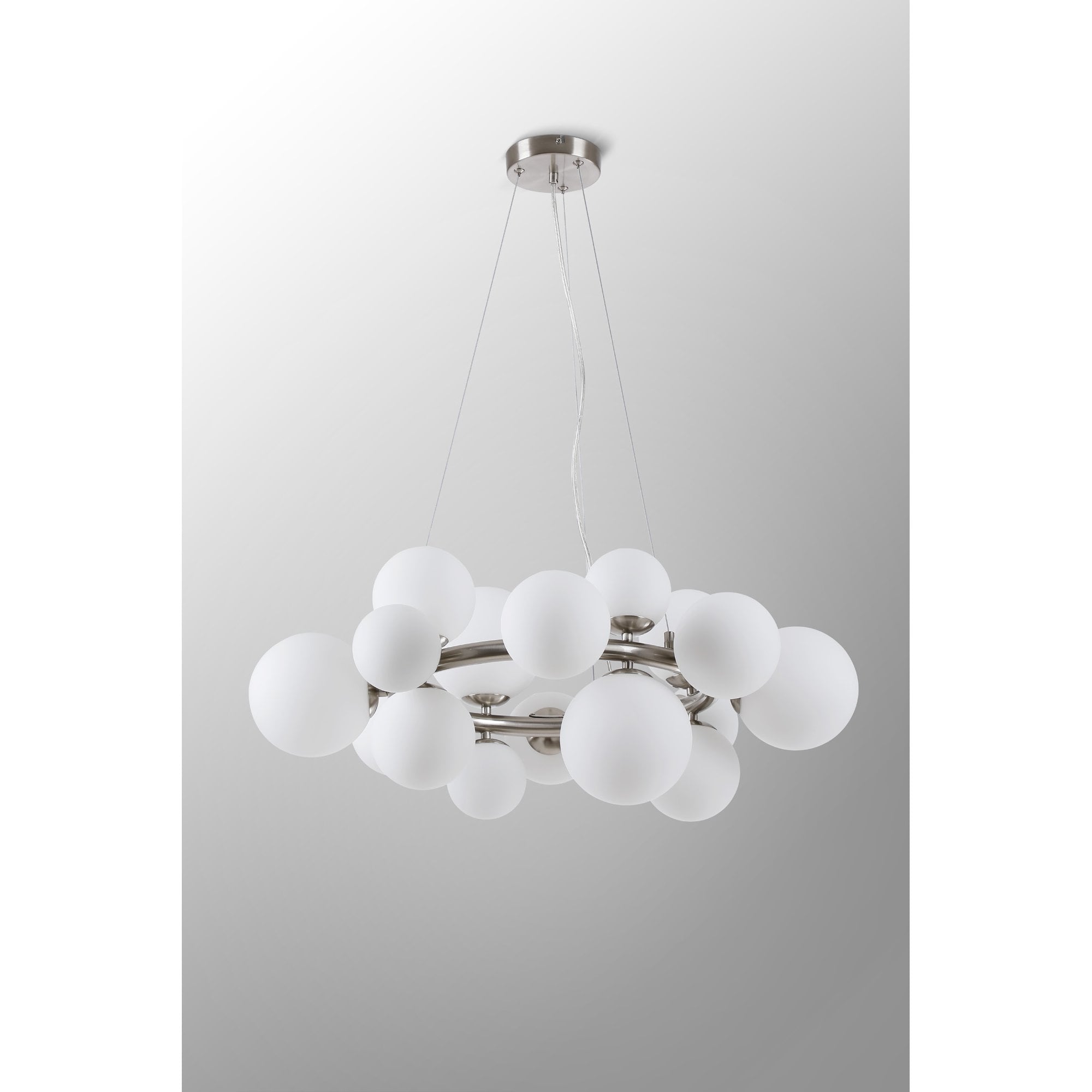 Fabula Deacon 16 Light Circular Pendant - Satin Nickel & Opal Glass