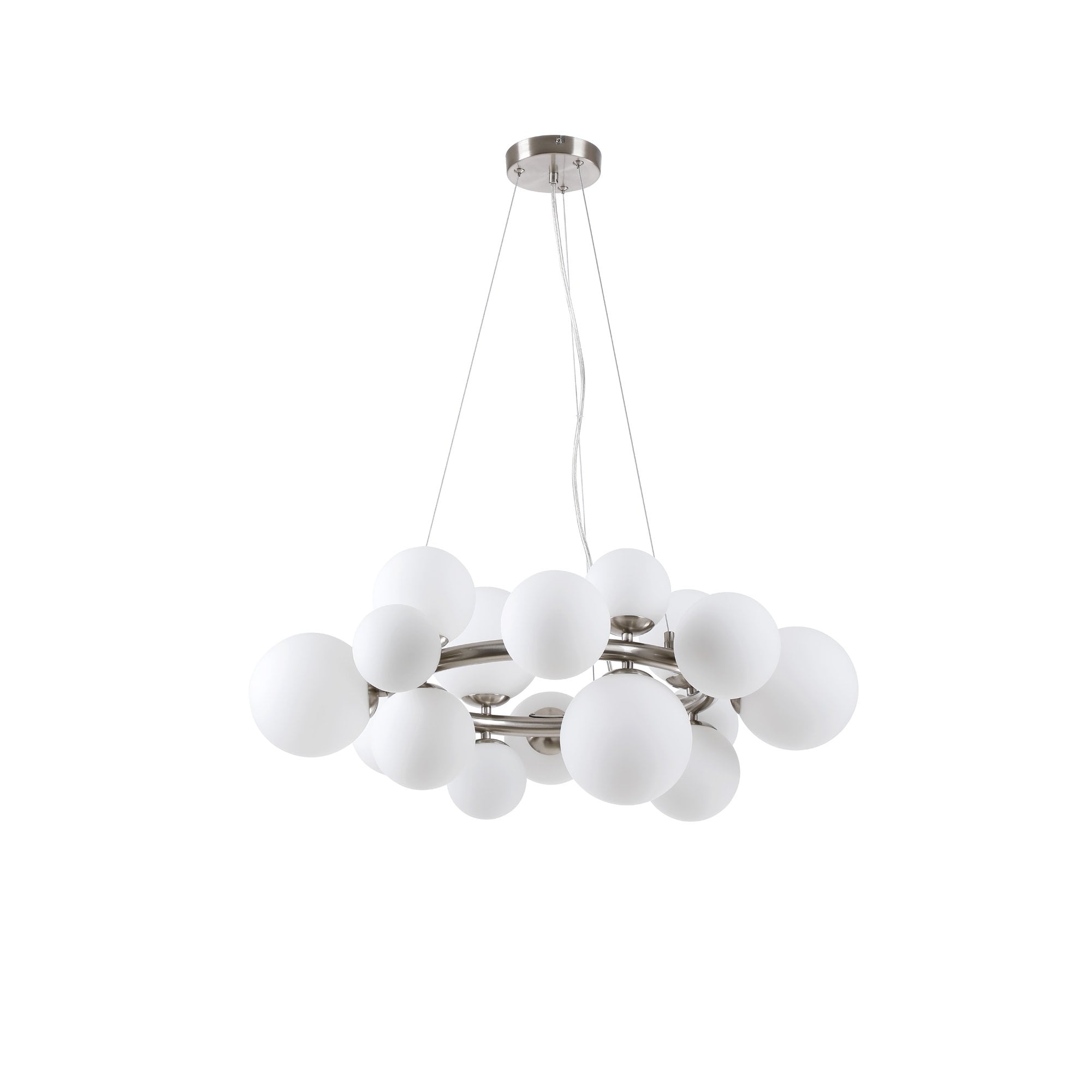 Fabula Deacon 16 Light Circular Pendant - Satin Nickel & Opal Glass