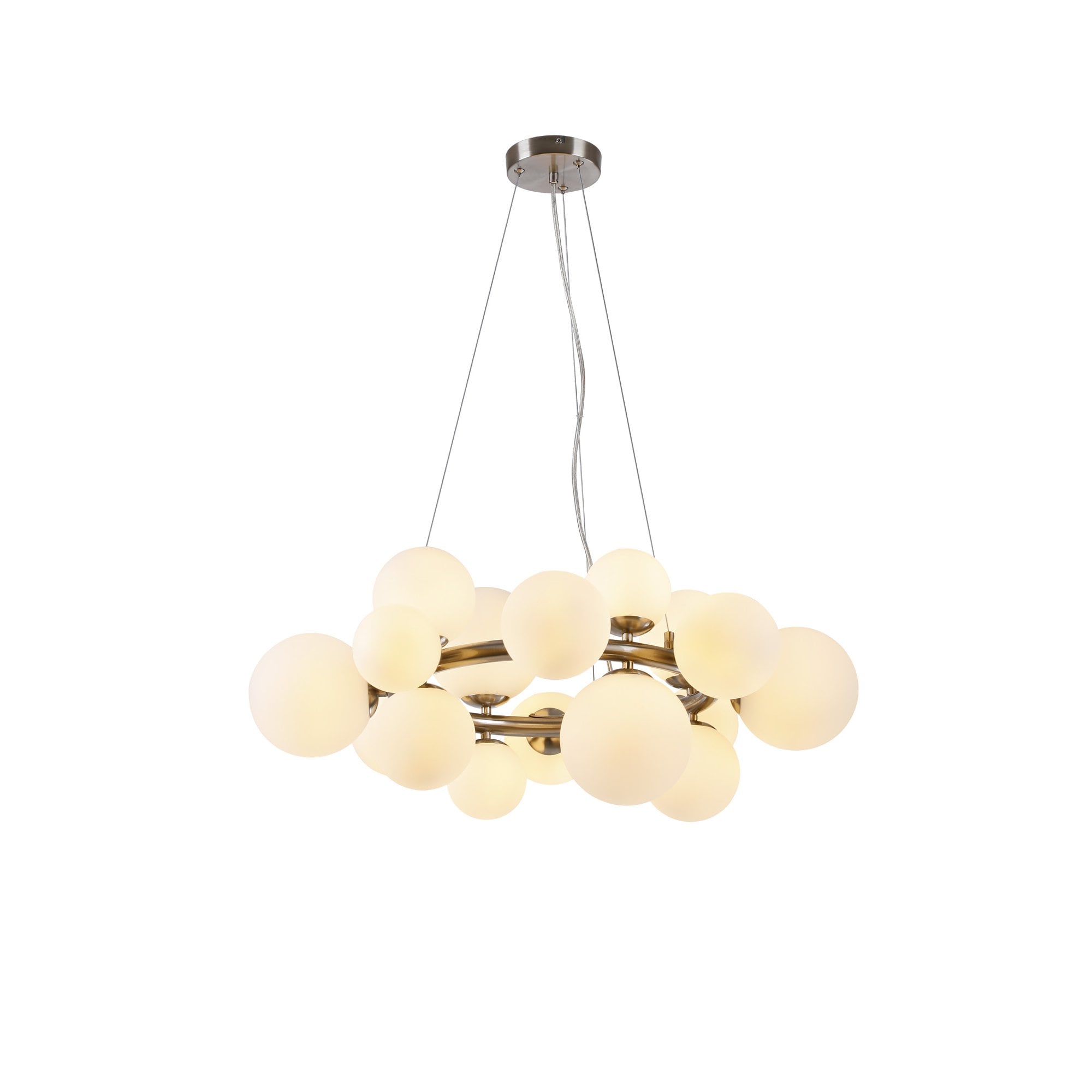 Fabula Deacon 16 Light Circular Pendant - Satin Nickel & Opal Glass