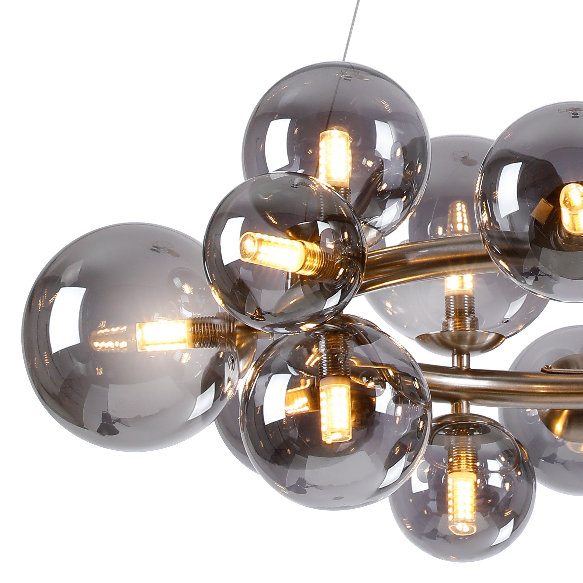 Fabula Deacon 16 Light Circular Pendant - Satin Nickel & Smoke Plated Glass