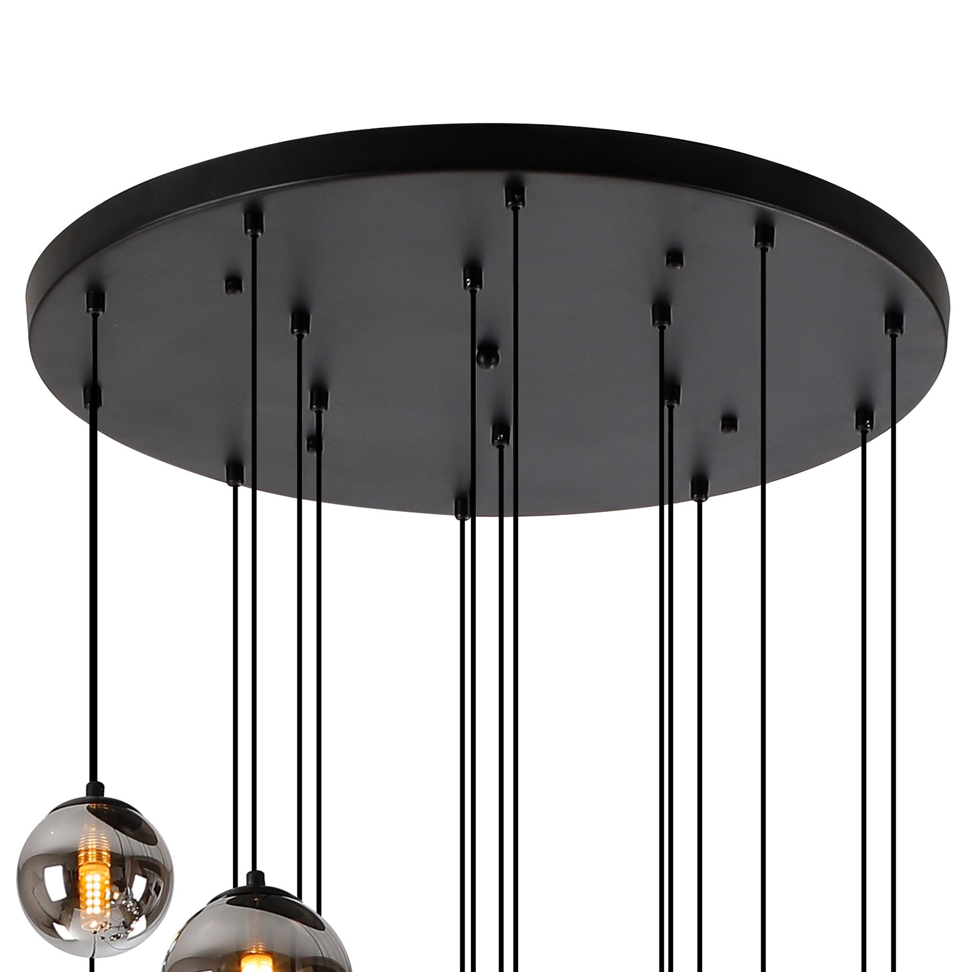 Fabula Deacon 16 Light Pendant - Satin Black & Chrome Plated Glass