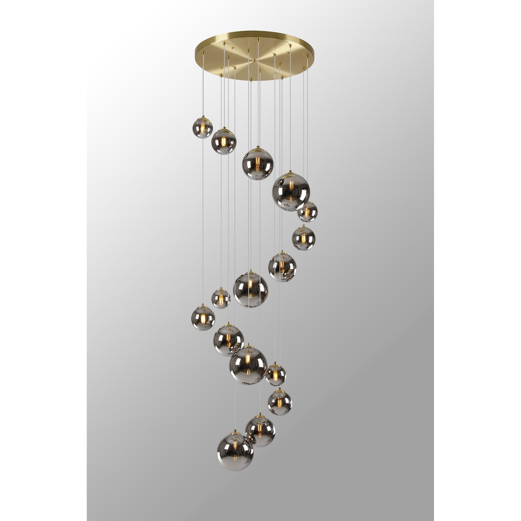 Fabula Deacon 16 Light Pendant - Satin Gold & Chrome Plated Glass