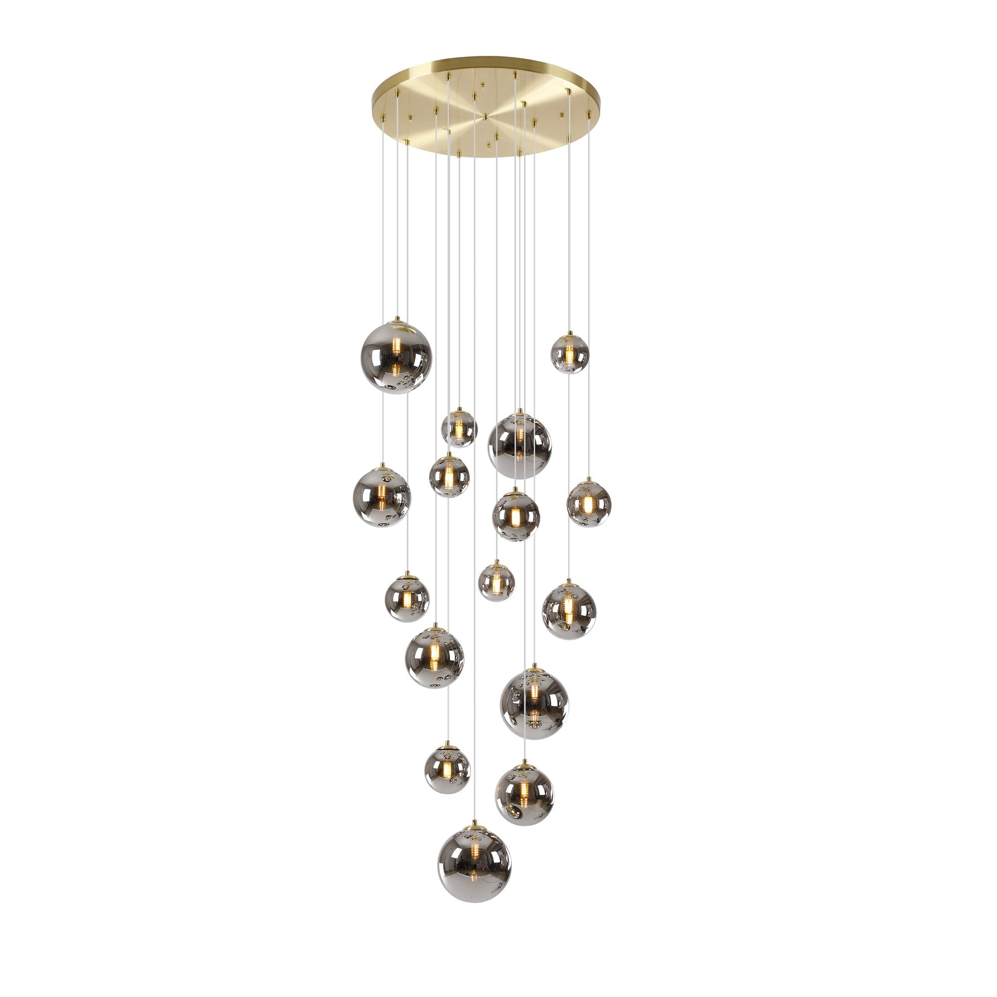 Fabula Deacon 16 Light Pendant - Satin Gold & Chrome Plated Glass
